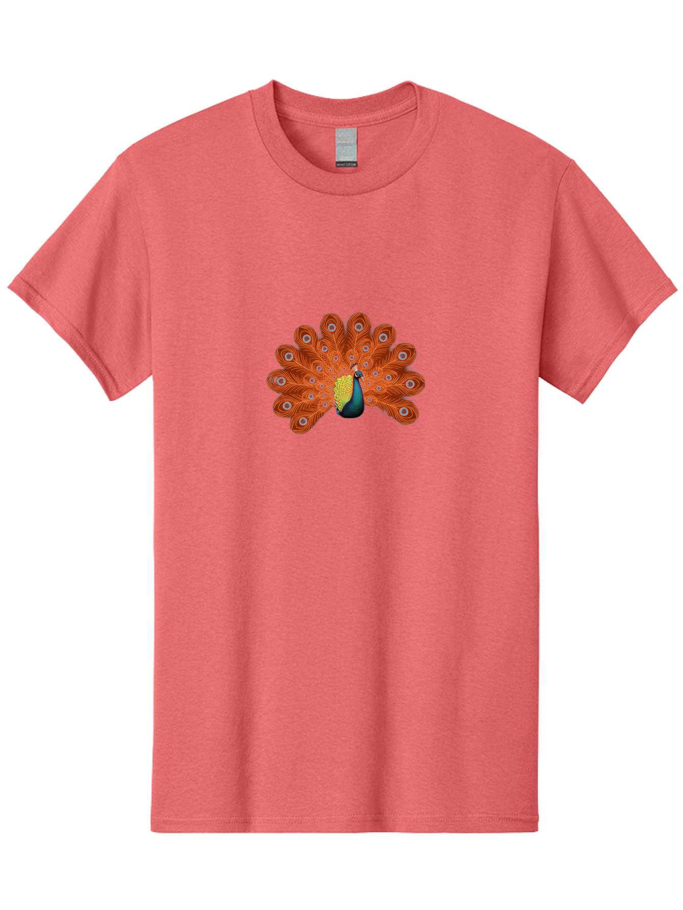 Peacock-20 Men'S Graphic Tee, 100% Cotton, Comfortable Casual Summer Wear, Machine Washable, Vibrant Peacock, Colorful Plumage, Orange Feathers, Blue And Yellow Body, Majestic Bird, Eye-Catching Display, Natural Beauty, Wildlife, Exotic Bird Bab082