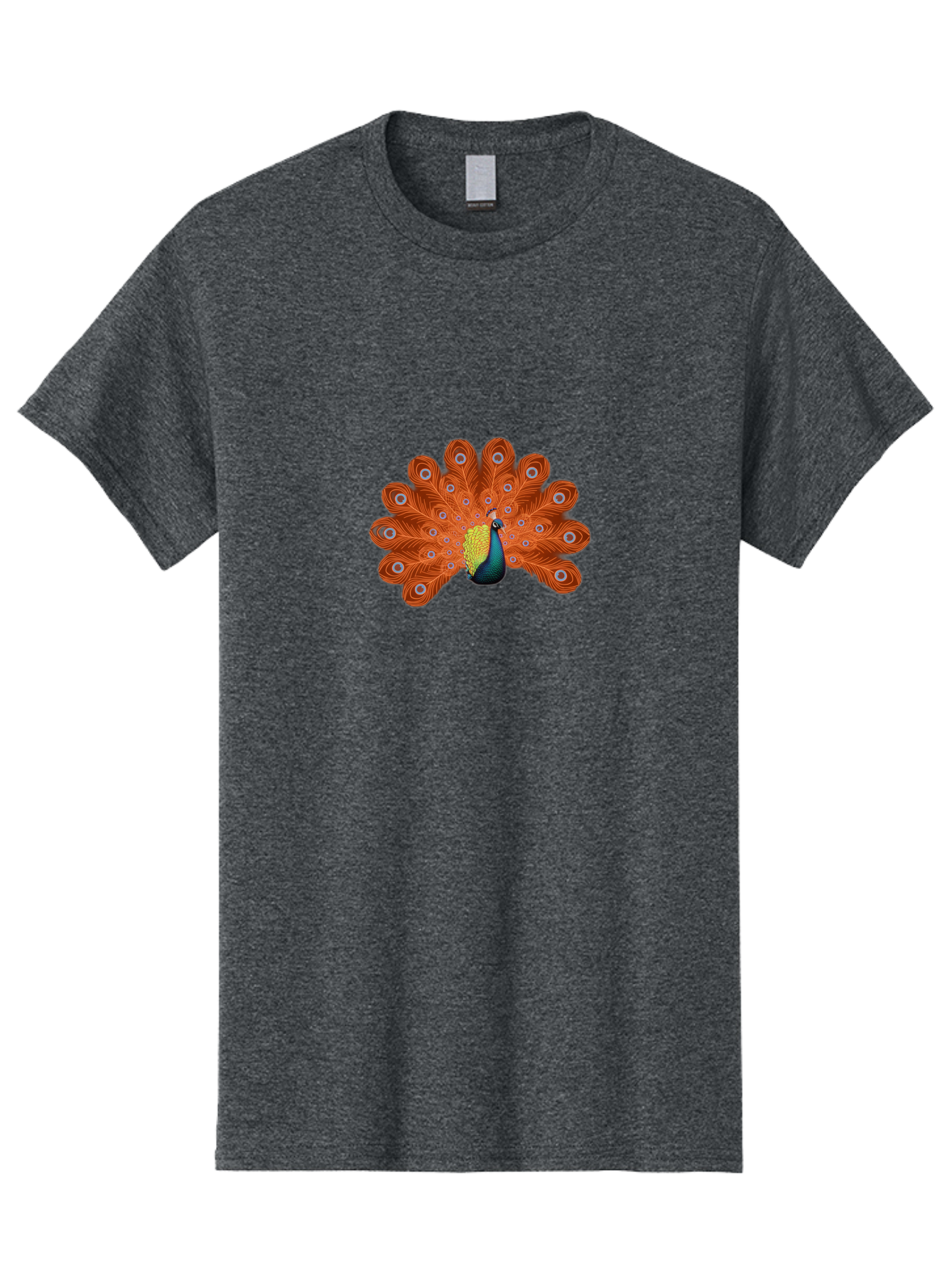 Peacock-20 Men'S Graphic Tee, 100% Cotton, Comfortable Casual Summer Wear, Machine Washable, Vibrant Peacock, Colorful Plumage, Orange Feathers, Blue And Yellow Body, Majestic Bird, Eye-Catching Display, Natural Beauty, Wildlife, Exotic Bird Bab082