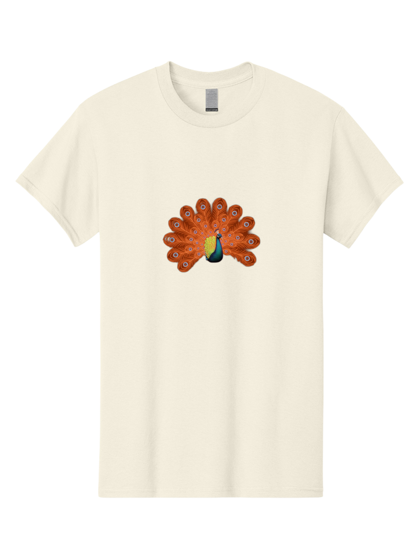 Peacock-20 Men'S Graphic Tee, 100% Cotton, Comfortable Casual Summer Wear, Machine Washable, Vibrant Peacock, Colorful Plumage, Orange Feathers, Blue And Yellow Body, Majestic Bird, Eye-Catching Display, Natural Beauty, Wildlife, Exotic Bird Bab082