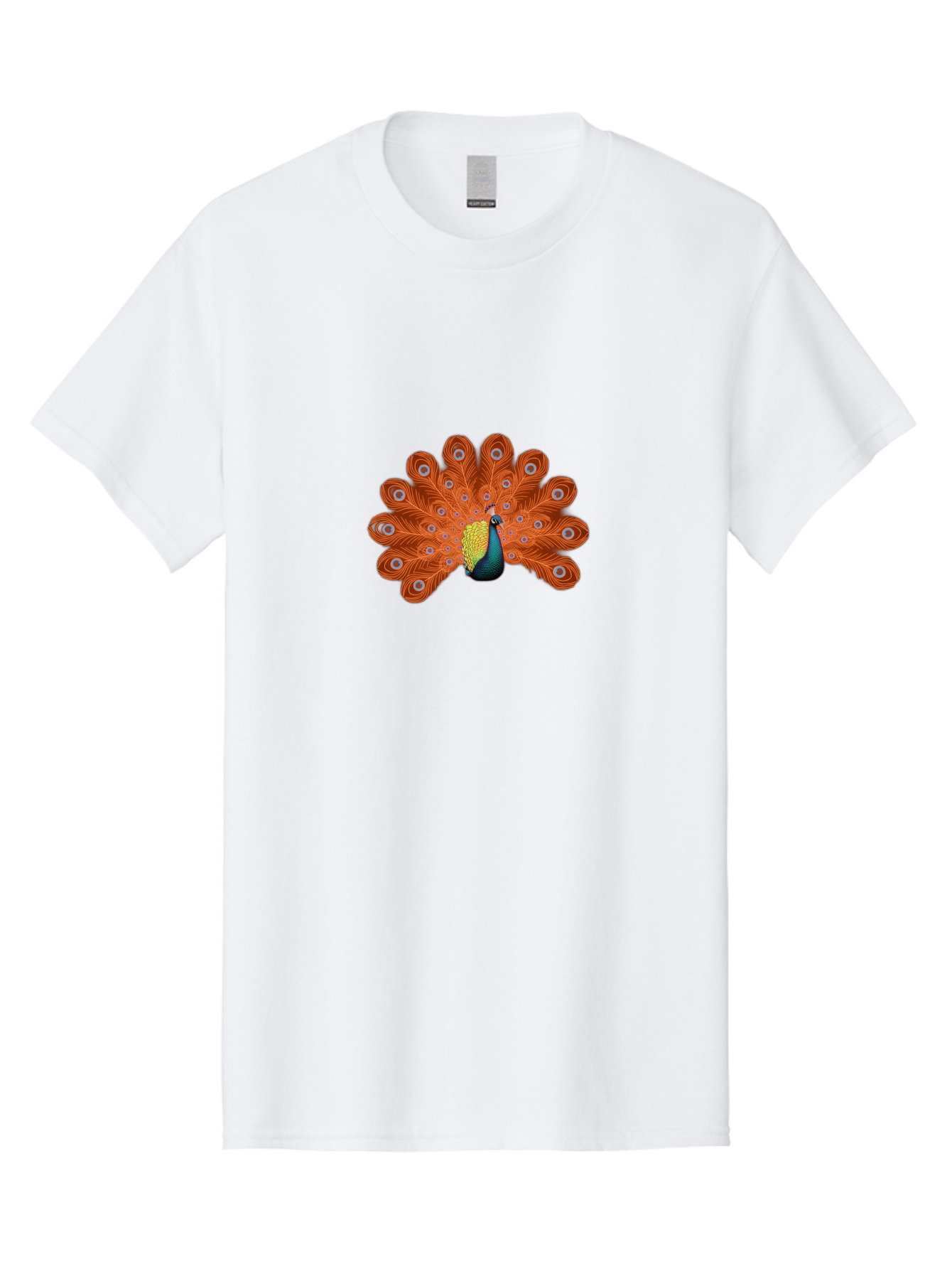Peacock-20 Men'S Graphic Tee, 100% Cotton, Comfortable Casual Summer Wear, Machine Washable, Vibrant Peacock, Colorful Plumage, Orange Feathers, Blue And Yellow Body, Majestic Bird, Eye-Catching Display, Natural Beauty, Wildlife, Exotic Bird Bab082