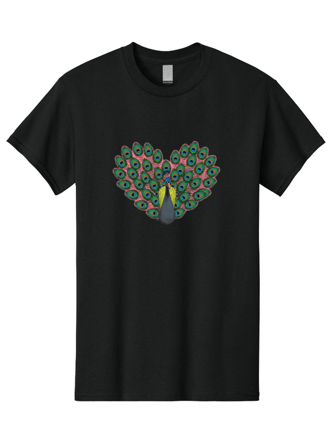 Peacock-22 Men'S Graphic Tee, 100% Cotton, Comfortable Casual Summer Wear, Machine Washable, Peacock Spreading Tail, Colorful Plumage, Vibrant Feathers, Blue Eyespots, Green And Pink Hues, Majestic Bird, Proud Display, Iridescent Colors, Bab084