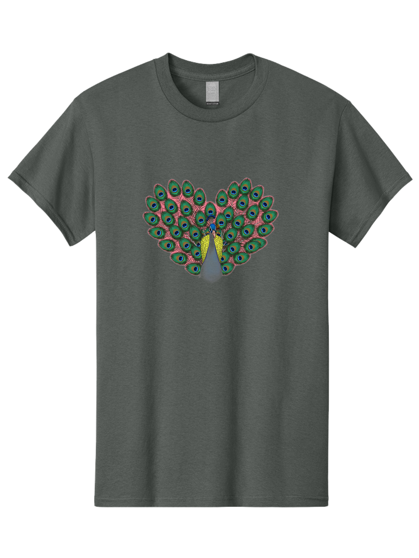 Peacock-22 Men'S Graphic Tee, 100% Cotton, Comfortable Casual Summer Wear, Machine Washable, Peacock Spreading Tail, Colorful Plumage, Vibrant Feathers, Blue Eyespots, Green And Pink Hues, Majestic Bird, Proud Display, Iridescent Colors, Bab084