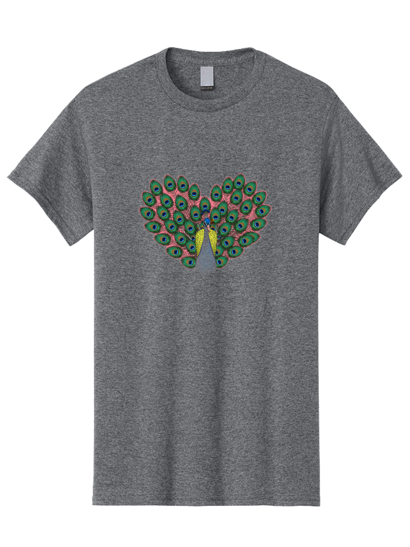 Peacock-22 Men'S Graphic Tee, 100% Cotton, Comfortable Casual Summer Wear, Machine Washable, Peacock Spreading Tail, Colorful Plumage, Vibrant Feathers, Blue Eyespots, Green And Pink Hues, Majestic Bird, Proud Display, Iridescent Colors, Bab084