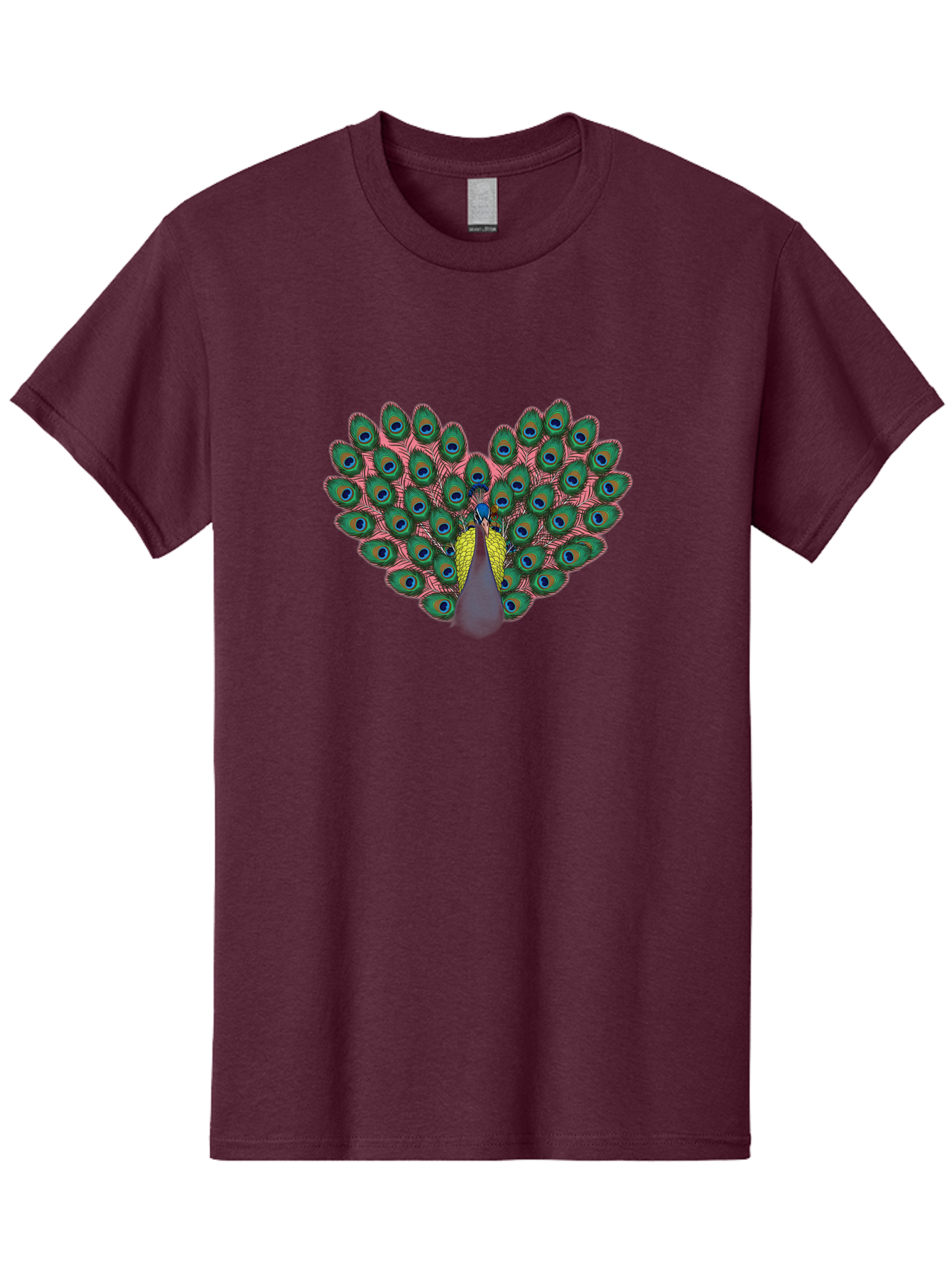 Peacock-22 Men'S Graphic Tee, 100% Cotton, Comfortable Casual Summer Wear, Machine Washable, Peacock Spreading Tail, Colorful Plumage, Vibrant Feathers, Blue Eyespots, Green And Pink Hues, Majestic Bird, Proud Display, Iridescent Colors, Bab084