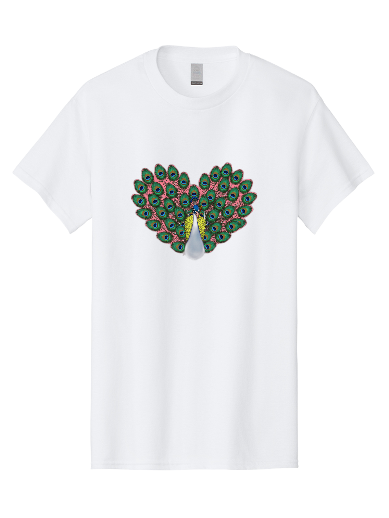 Peacock-22 Men'S Graphic Tee, 100% Cotton, Comfortable Casual Summer Wear, Machine Washable, Peacock Spreading Tail, Colorful Plumage, Vibrant Feathers, Blue Eyespots, Green And Pink Hues, Majestic Bird, Proud Display, Iridescent Colors, Bab084