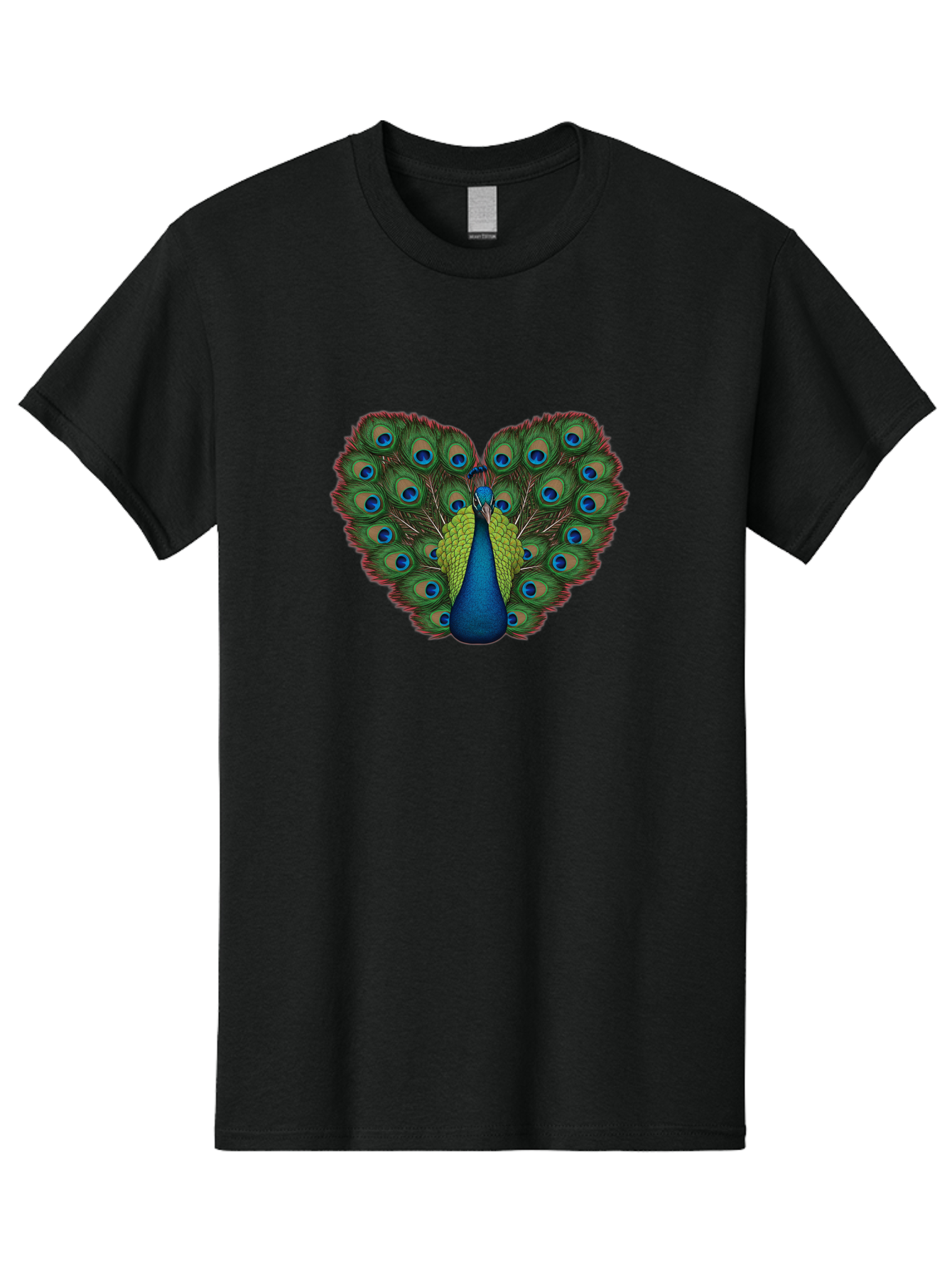 Peacock-23 Men'S Graphic Tee, 100% Cotton, Comfortable Casual Summer Wear, Machine Washable, Peacock, Spread Tail Feathers, Blue Eyespots, Colorful Plumage, Vibrant Blues And Greens, Exotic Bird, Majestic Display, Ornate Feathers Bab085