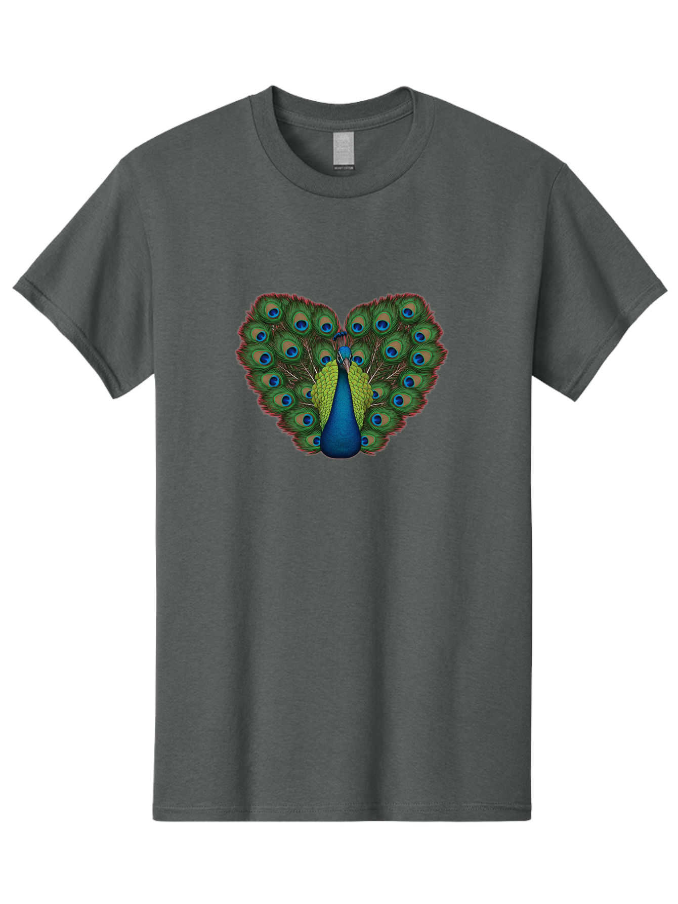 Peacock-23 Men'S Graphic Tee, 100% Cotton, Comfortable Casual Summer Wear, Machine Washable, Peacock, Spread Tail Feathers, Blue Eyespots, Colorful Plumage, Vibrant Blues And Greens, Exotic Bird, Majestic Display, Ornate Feathers Bab085