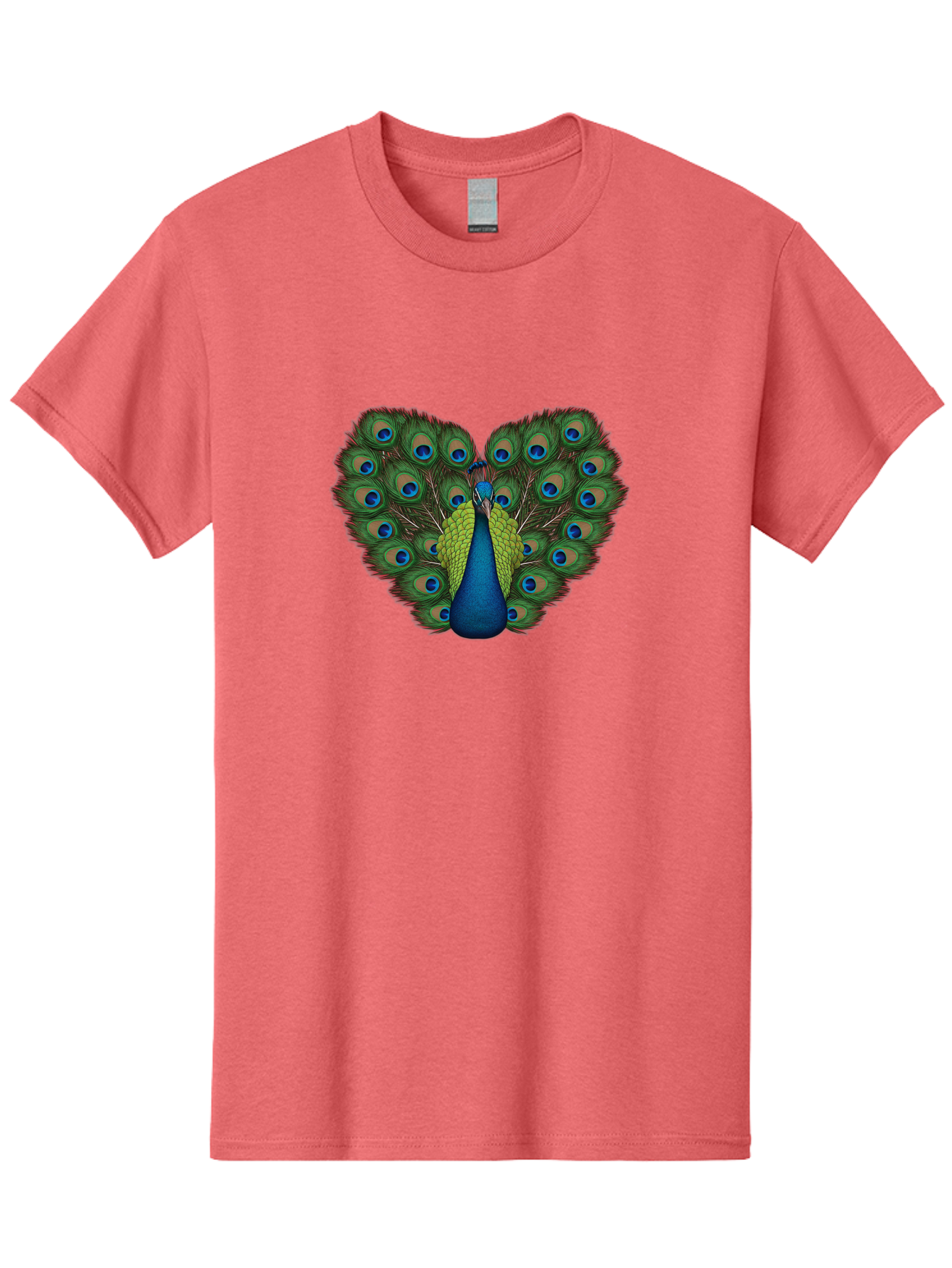 Peacock-23 Men'S Graphic Tee, 100% Cotton, Comfortable Casual Summer Wear, Machine Washable, Peacock, Spread Tail Feathers, Blue Eyespots, Colorful Plumage, Vibrant Blues And Greens, Exotic Bird, Majestic Display, Ornate Feathers Bab085