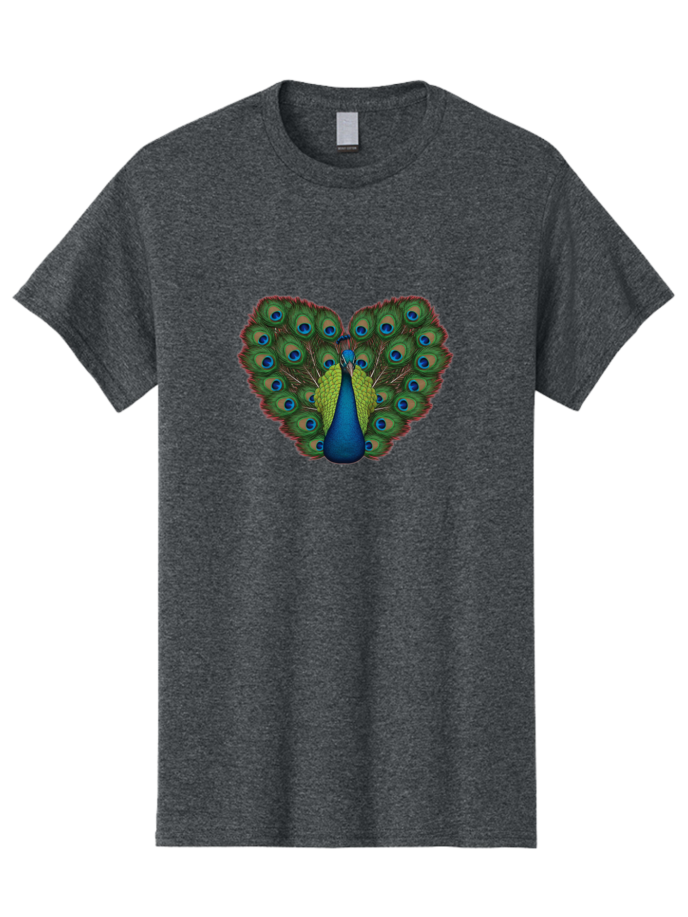 Peacock-23 Men'S Graphic Tee, 100% Cotton, Comfortable Casual Summer Wear, Machine Washable, Peacock, Spread Tail Feathers, Blue Eyespots, Colorful Plumage, Vibrant Blues And Greens, Exotic Bird, Majestic Display, Ornate Feathers Bab085