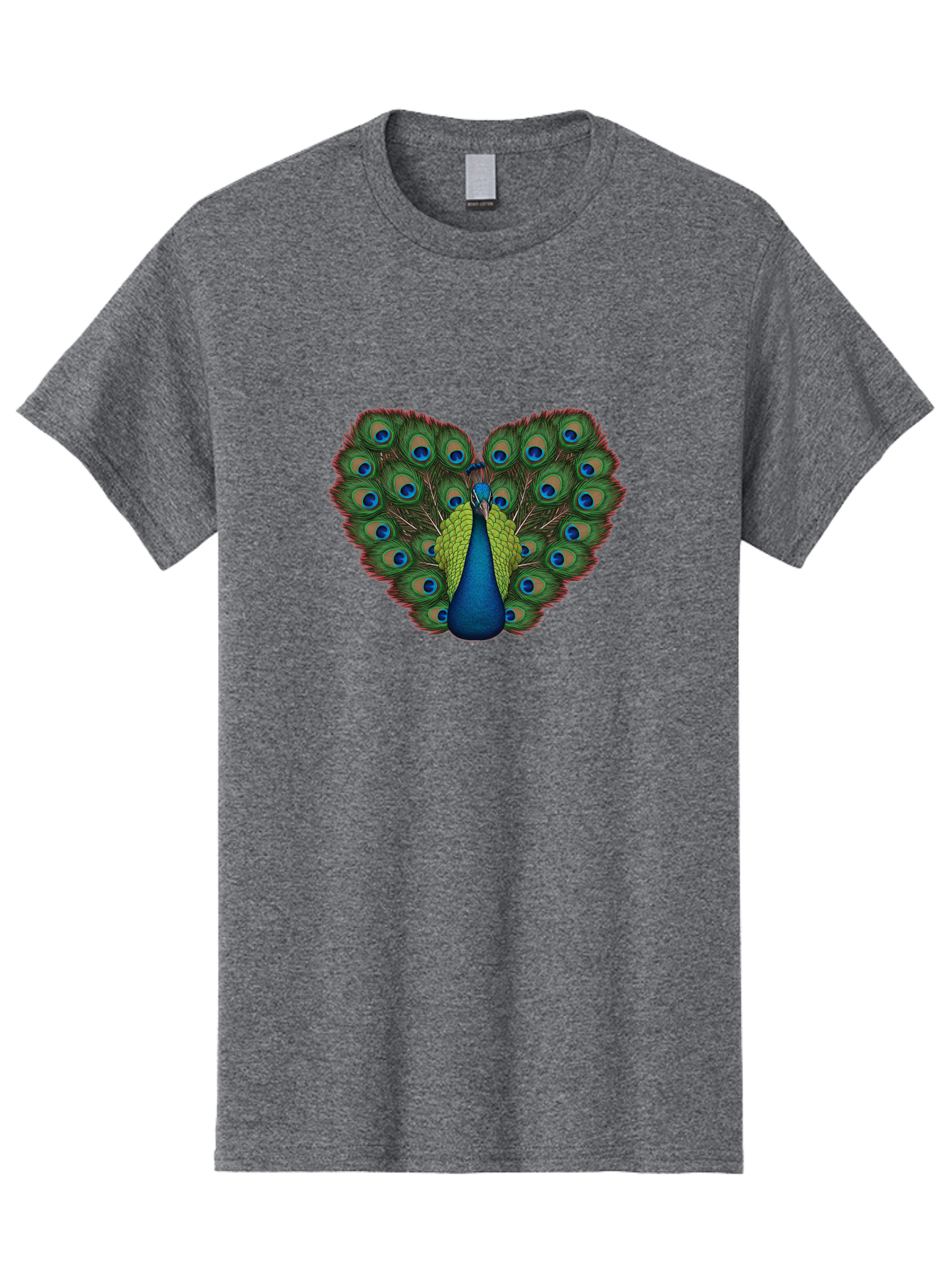 Peacock-23 Men'S Graphic Tee, 100% Cotton, Comfortable Casual Summer Wear, Machine Washable, Peacock, Spread Tail Feathers, Blue Eyespots, Colorful Plumage, Vibrant Blues And Greens, Exotic Bird, Majestic Display, Ornate Feathers Bab085