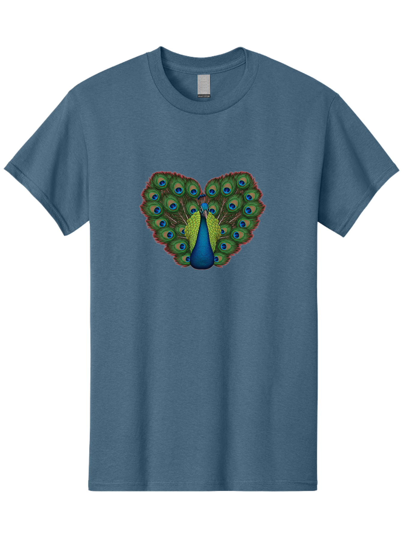Peacock-23 Men'S Graphic Tee, 100% Cotton, Comfortable Casual Summer Wear, Machine Washable, Peacock, Spread Tail Feathers, Blue Eyespots, Colorful Plumage, Vibrant Blues And Greens, Exotic Bird, Majestic Display, Ornate Feathers Bab085
