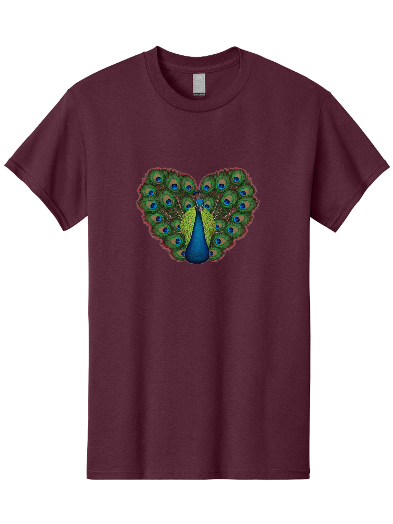 Peacock-23 Men'S Graphic Tee, 100% Cotton, Comfortable Casual Summer Wear, Machine Washable, Peacock, Spread Tail Feathers, Blue Eyespots, Colorful Plumage, Vibrant Blues And Greens, Exotic Bird, Majestic Display, Ornate Feathers Bab085