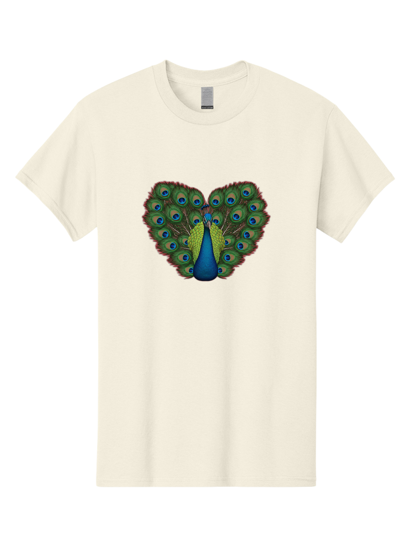 Peacock-23 Men'S Graphic Tee, 100% Cotton, Comfortable Casual Summer Wear, Machine Washable, Peacock, Spread Tail Feathers, Blue Eyespots, Colorful Plumage, Vibrant Blues And Greens, Exotic Bird, Majestic Display, Ornate Feathers Bab085