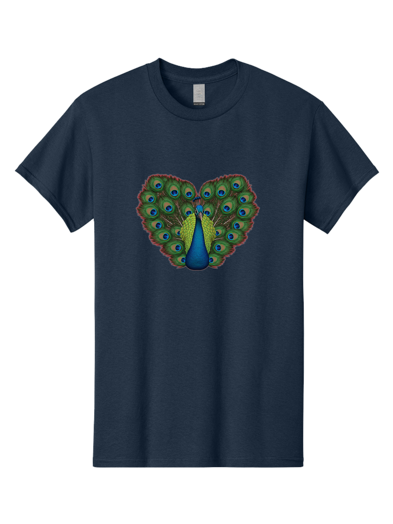 Peacock-23 Men'S Graphic Tee, 100% Cotton, Comfortable Casual Summer Wear, Machine Washable, Peacock, Spread Tail Feathers, Blue Eyespots, Colorful Plumage, Vibrant Blues And Greens, Exotic Bird, Majestic Display, Ornate Feathers Bab085