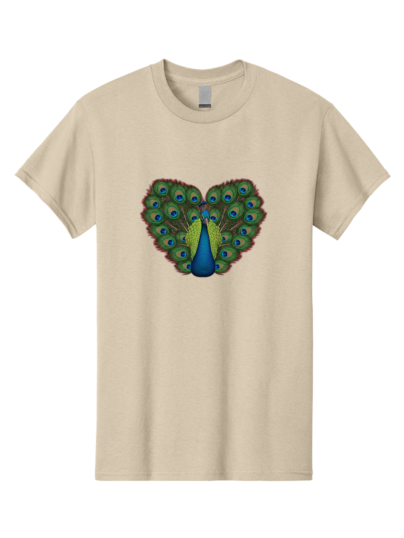 Peacock-23 Men'S Graphic Tee, 100% Cotton, Comfortable Casual Summer Wear, Machine Washable, Peacock, Spread Tail Feathers, Blue Eyespots, Colorful Plumage, Vibrant Blues And Greens, Exotic Bird, Majestic Display, Ornate Feathers Bab085