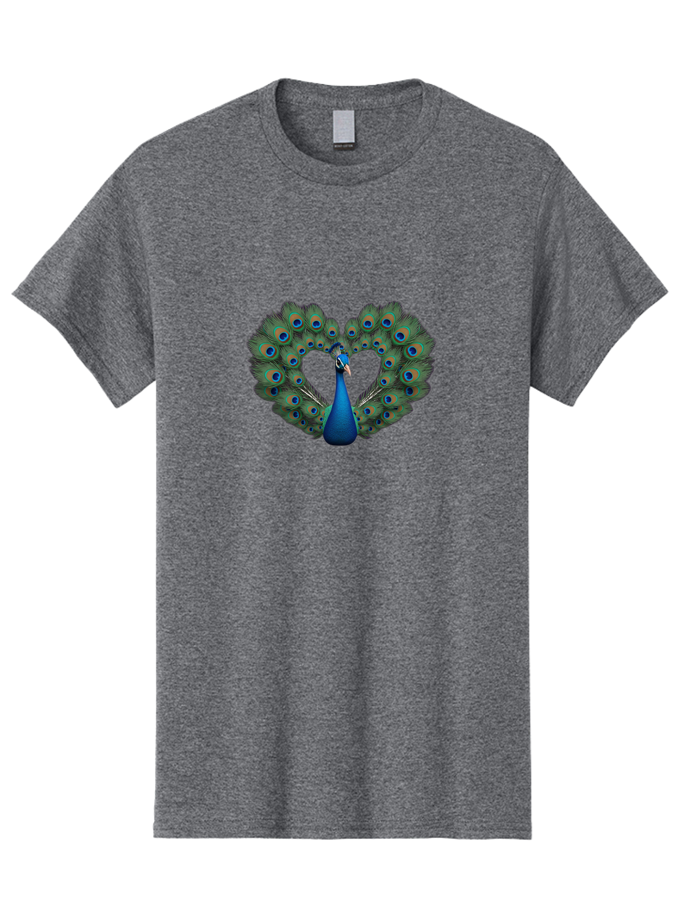 Peacock-24 Men'S Graphic Tee, 100% Cotton, Comfortable Casual Summer Wear, Machine Washable, Peacock, Majestic Bird, Feathers Spread, Iridescent Colors, Blue Eyespots, Vibrant Plumage, Ornate, Exotic, Beautiful, Fancy, Eye-Catching, Bab086