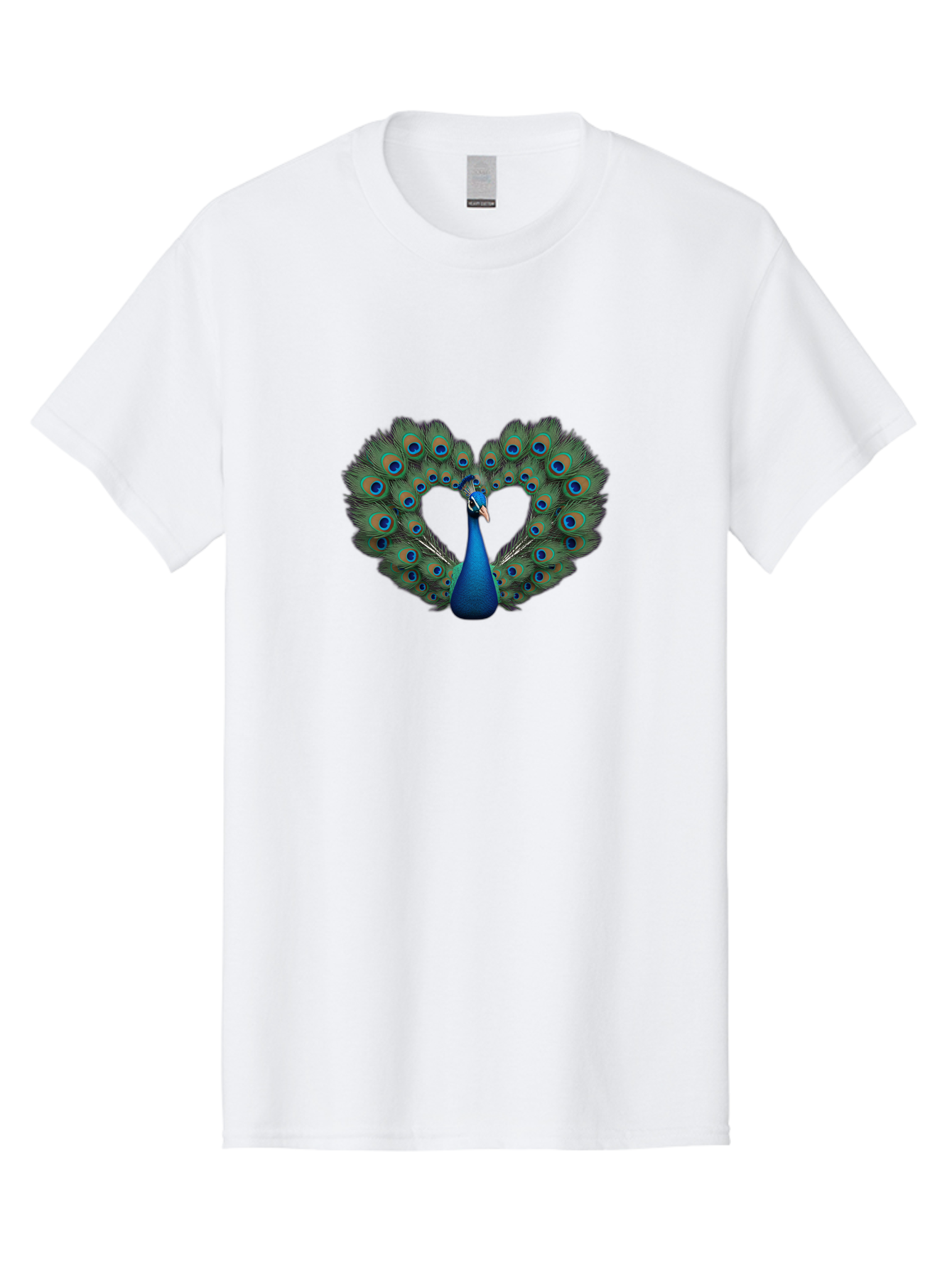 Peacock-24 Men'S Graphic Tee, 100% Cotton, Comfortable Casual Summer Wear, Machine Washable, Peacock, Majestic Bird, Feathers Spread, Iridescent Colors, Blue Eyespots, Vibrant Plumage, Ornate, Exotic, Beautiful, Fancy, Eye-Catching, Bab086