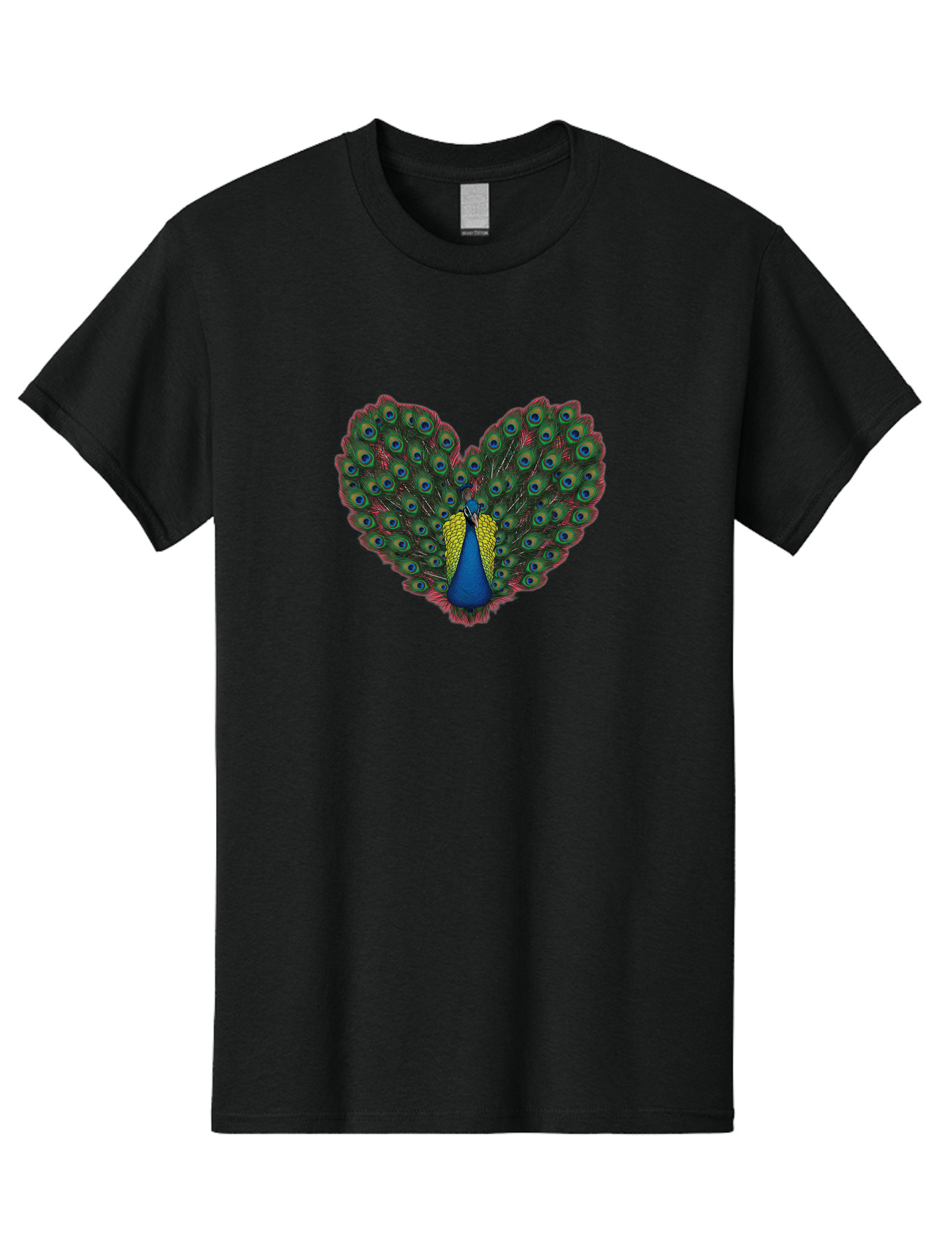 Peacock-25 Men'S Graphic Tee, 100% Cotton, Comfortable Casual Summer Wear, Machine Washable, Peacock With Spread Tail, Heart Shape, Blue And Green Feathers, Eye Spots, Vibrant Plumage, Colorful Bird, Majestic Display, Exotic Bird, Bab087