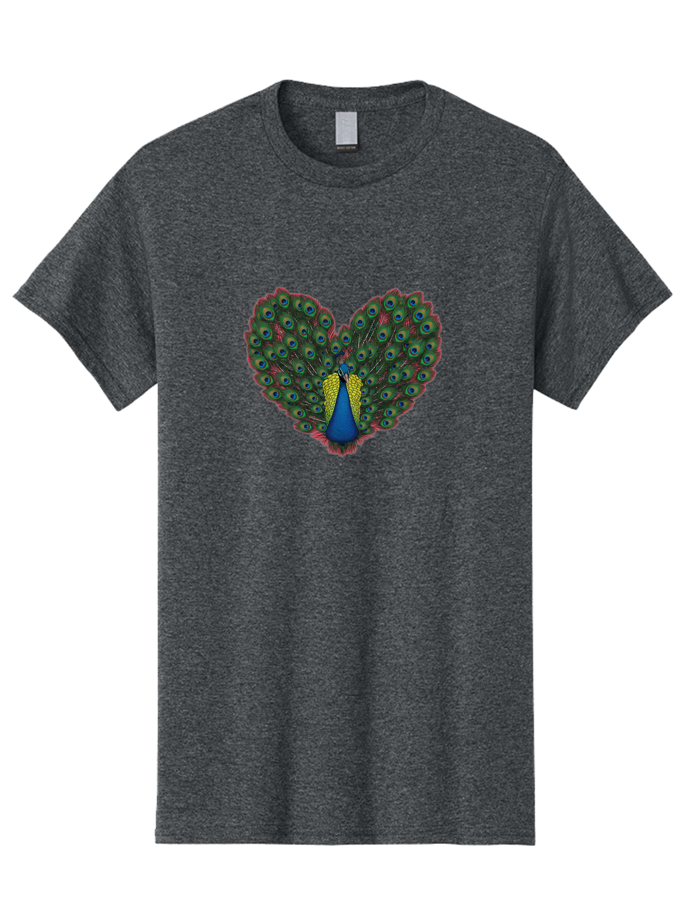 Peacock-25 Men'S Graphic Tee, 100% Cotton, Comfortable Casual Summer Wear, Machine Washable, Peacock With Spread Tail, Heart Shape, Blue And Green Feathers, Eye Spots, Vibrant Plumage, Colorful Bird, Majestic Display, Exotic Bird, Bab087