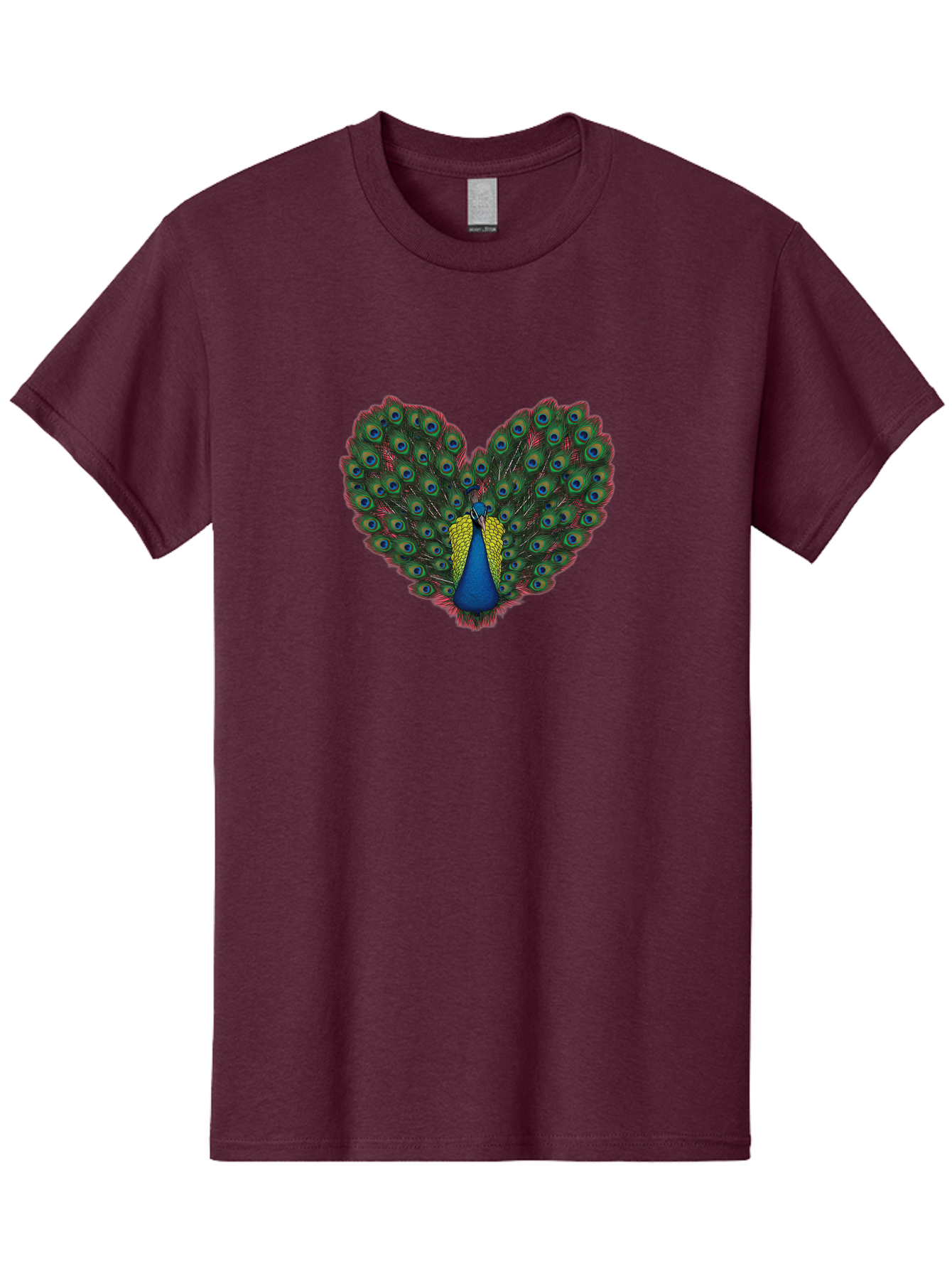Peacock-25 Men'S Graphic Tee, 100% Cotton, Comfortable Casual Summer Wear, Machine Washable, Peacock With Spread Tail, Heart Shape, Blue And Green Feathers, Eye Spots, Vibrant Plumage, Colorful Bird, Majestic Display, Exotic Bird, Bab087