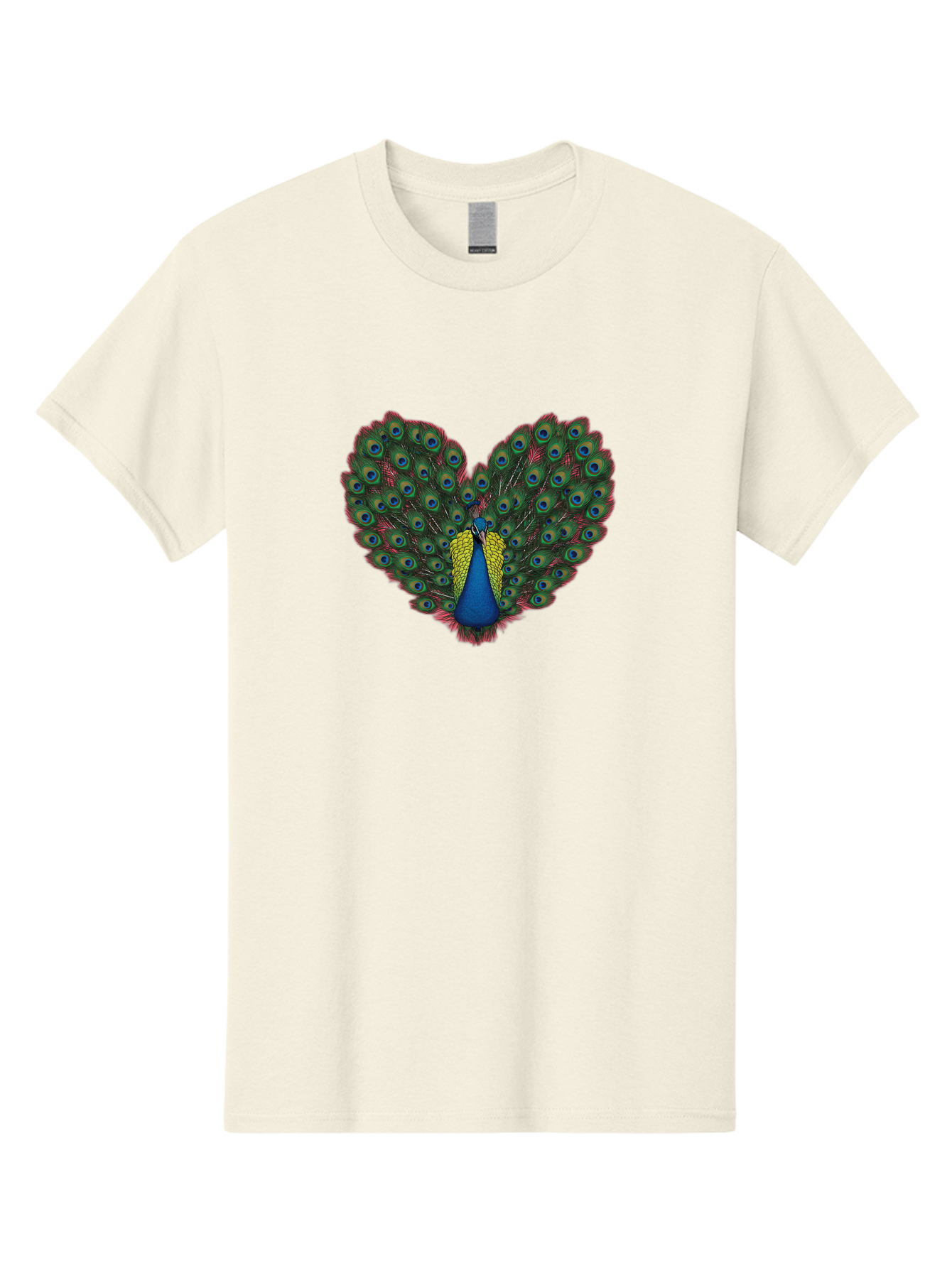 Peacock-25 Men'S Graphic Tee, 100% Cotton, Comfortable Casual Summer Wear, Machine Washable, Peacock With Spread Tail, Heart Shape, Blue And Green Feathers, Eye Spots, Vibrant Plumage, Colorful Bird, Majestic Display, Exotic Bird, Bab087