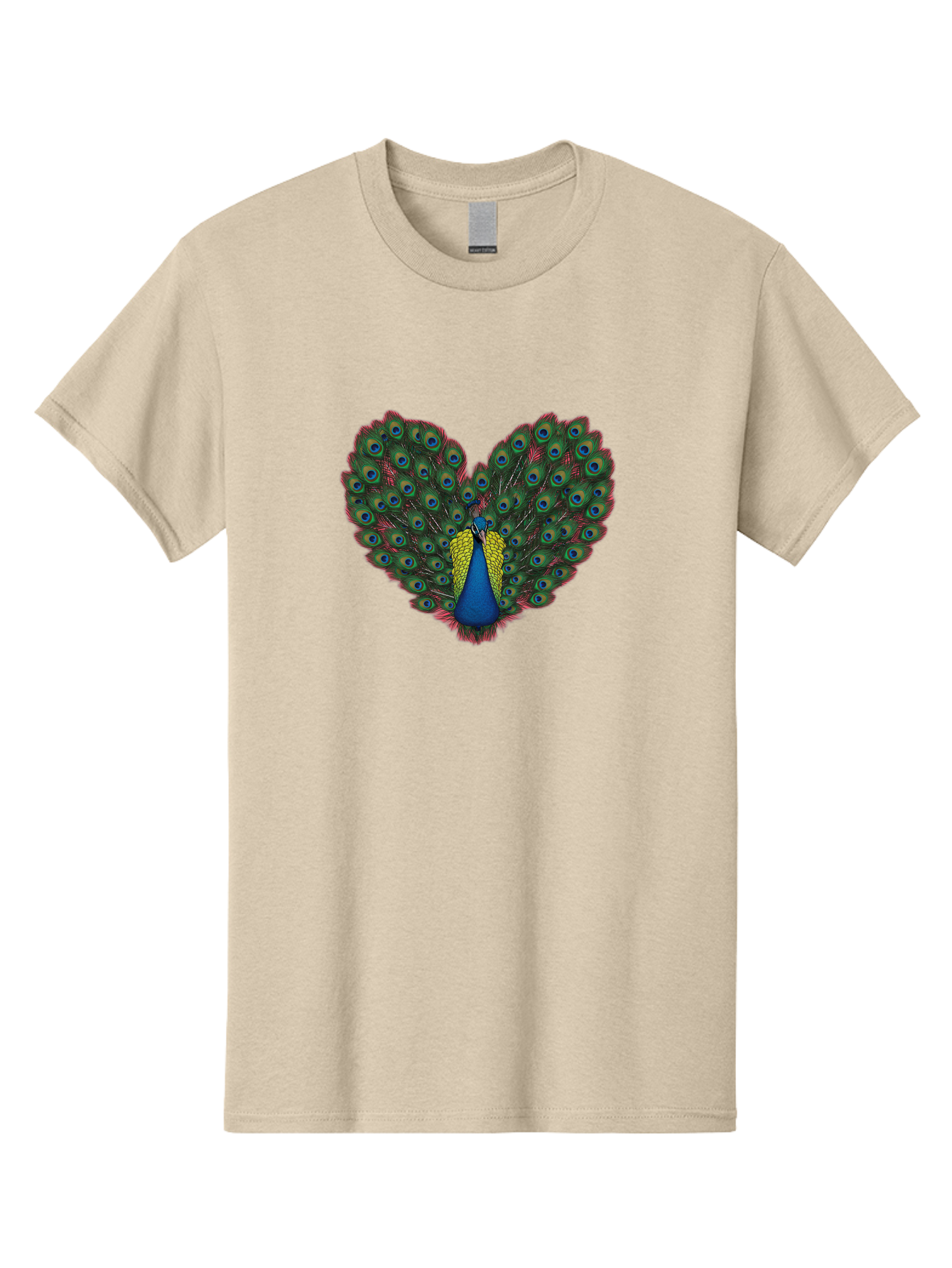 Peacock-25 Men'S Graphic Tee, 100% Cotton, Comfortable Casual Summer Wear, Machine Washable, Peacock With Spread Tail, Heart Shape, Blue And Green Feathers, Eye Spots, Vibrant Plumage, Colorful Bird, Majestic Display, Exotic Bird, Bab087