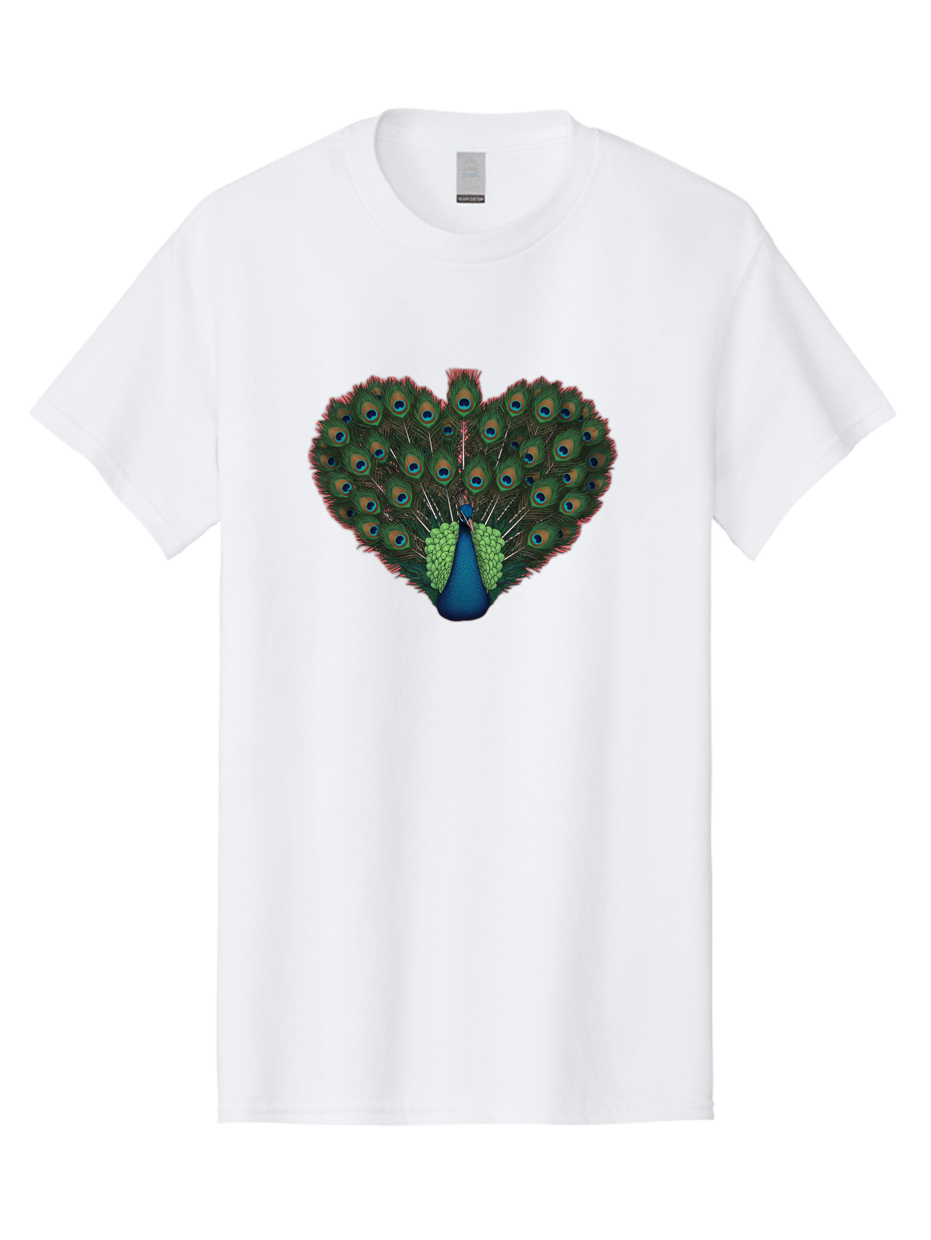 Peacock-26 Men'S Graphic Tee, 100% Cotton, Comfortable Casual Summer Wear, Machine Washable, Peacock Feather Display, Vibrant Plumage, Blue And Green Hues, Eye-Catching Pattern, Majestic Bird, Ornate Tail Feathers, Colorful Bird, Exotic Beauty Bab088