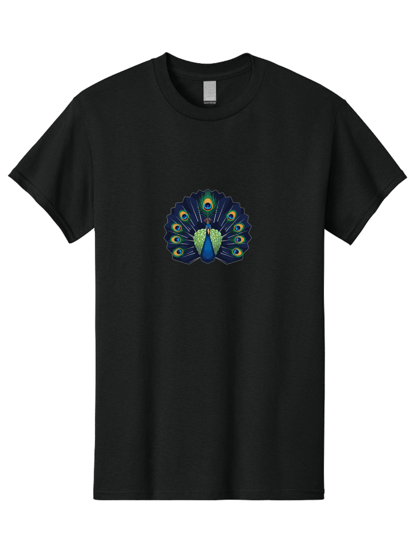 Peacock-27 Men'S Graphic Tee, 100% Cotton, Comfortable Casual Summer Wear, Machine Washable, Peacock Spreading Tail, Vibrant Plumage, Blue And Green Feathers, Eye-Catching Display, Majestic Bird, Colorful Illustration, Wildlife Art, Bab089
