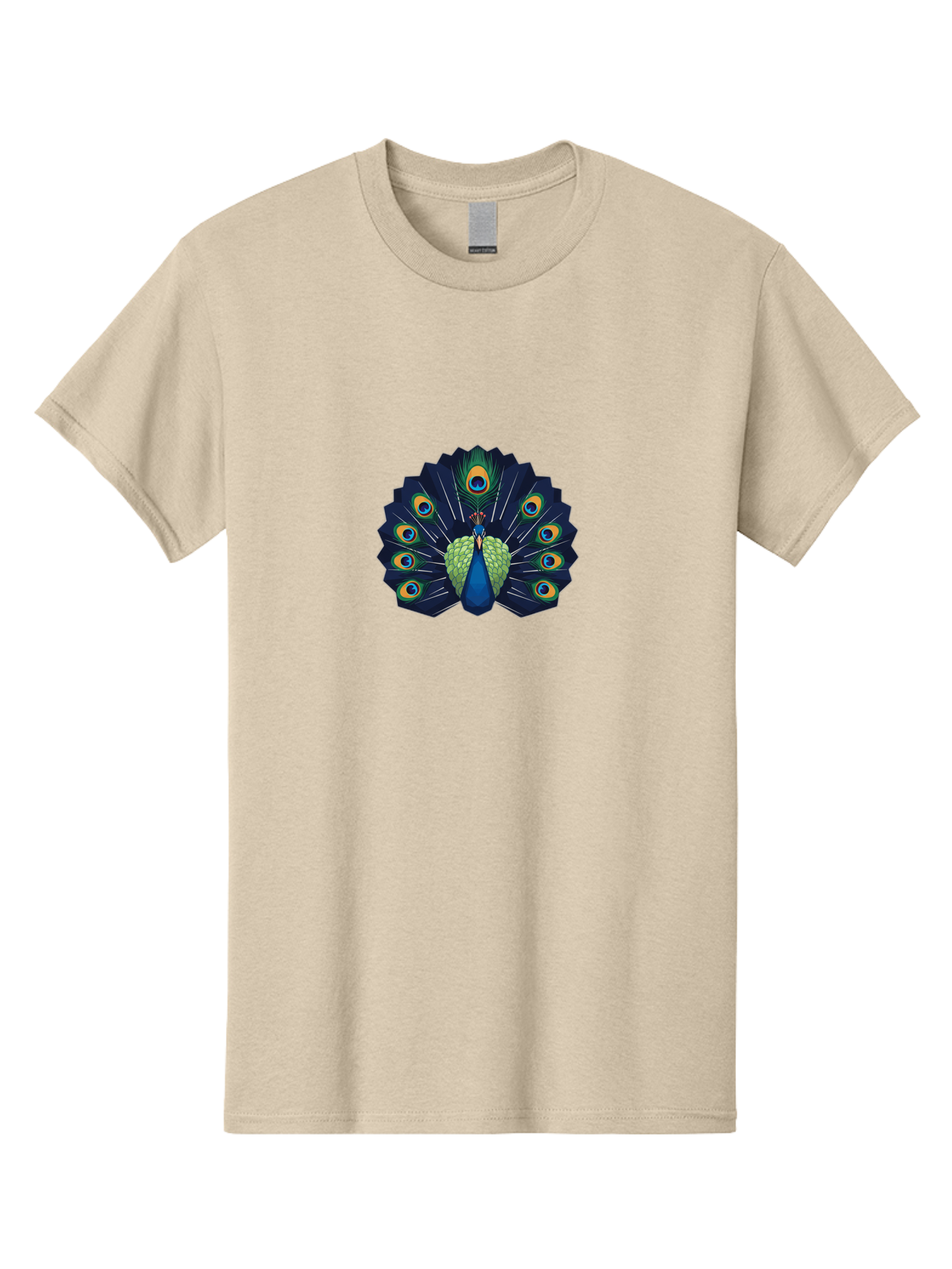 Peacock-27 Men'S Graphic Tee, 100% Cotton, Comfortable Casual Summer Wear, Machine Washable, Peacock Spreading Tail, Vibrant Plumage, Blue And Green Feathers, Eye-Catching Display, Majestic Bird, Colorful Illustration, Wildlife Art, Bab089