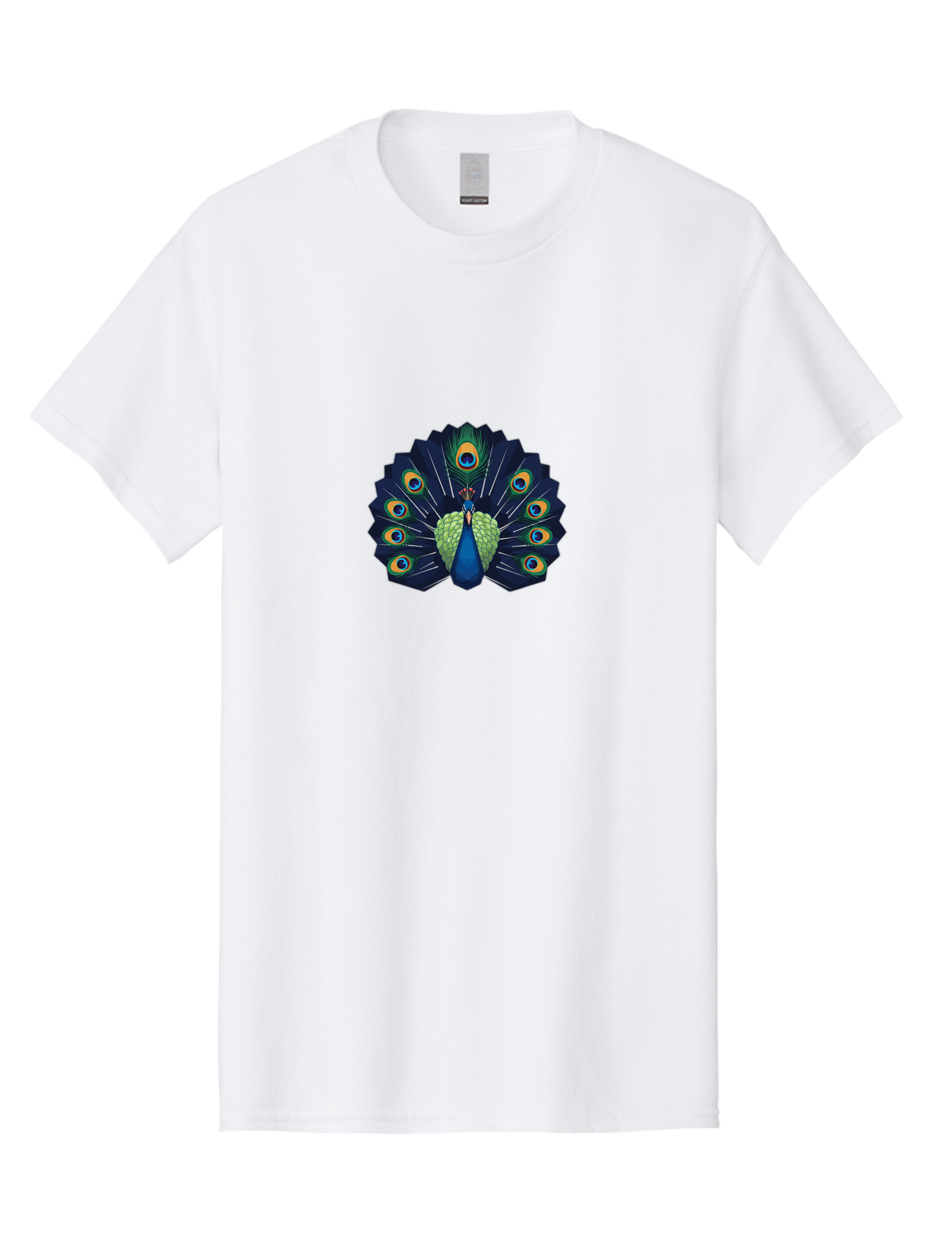 Peacock-27 Men'S Graphic Tee, 100% Cotton, Comfortable Casual Summer Wear, Machine Washable, Peacock Spreading Tail, Vibrant Plumage, Blue And Green Feathers, Eye-Catching Display, Majestic Bird, Colorful Illustration, Wildlife Art, Bab089