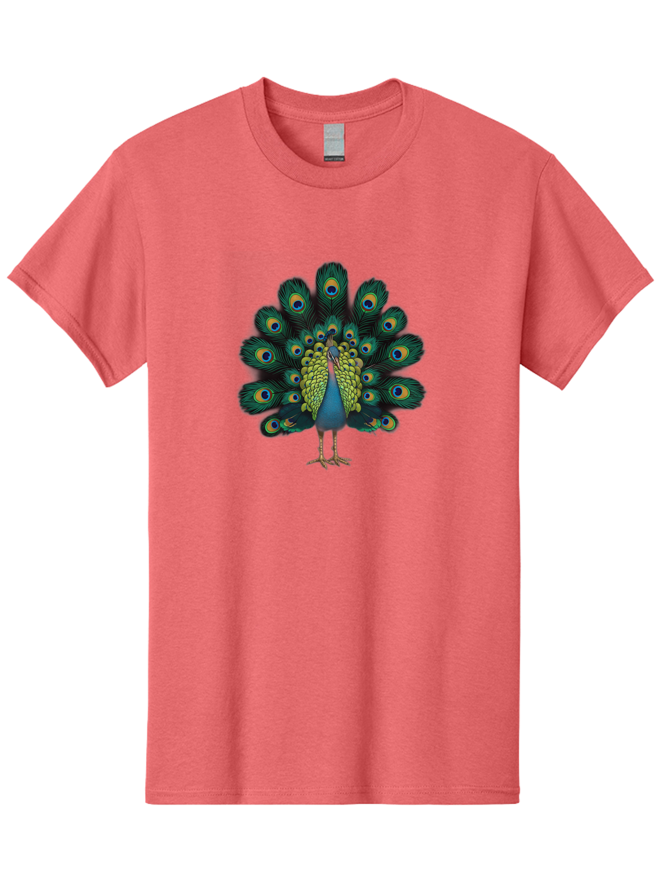 Peacock-29 Men'S Graphic Tee, 100% Cotton, Comfortable Casual Summer Wear, Machine Washable, Peacock Spreading Its Feathers, Vibrant Plumage, Blue And Gold Eye Spots, Turquoise Body, Majestic Bird, Exotic Beauty, Colorful Display, Bab091