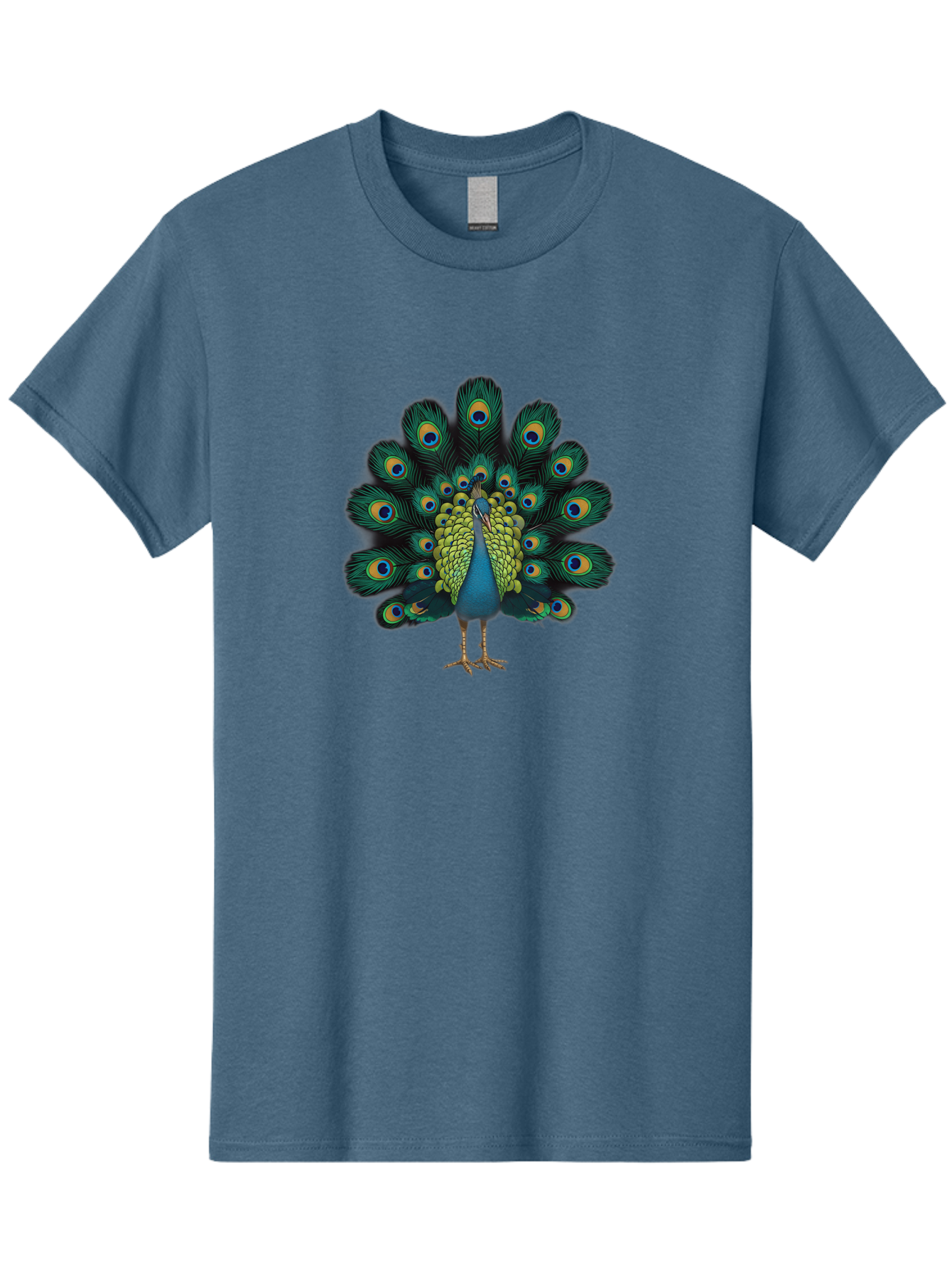 Peacock-29 Men'S Graphic Tee, 100% Cotton, Comfortable Casual Summer Wear, Machine Washable, Peacock Spreading Its Feathers, Vibrant Plumage, Blue And Gold Eye Spots, Turquoise Body, Majestic Bird, Exotic Beauty, Colorful Display, Bab091