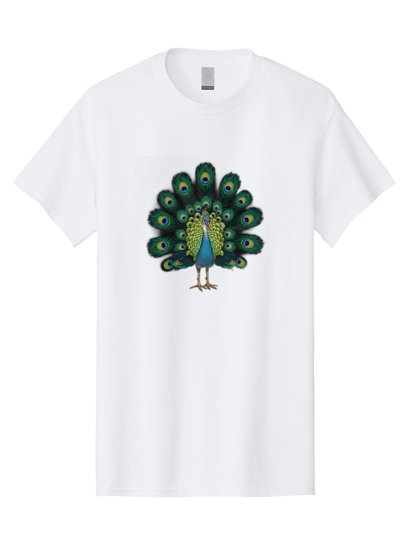 Peacock-29 Men'S Graphic Tee, 100% Cotton, Comfortable Casual Summer Wear, Machine Washable, Peacock Spreading Its Feathers, Vibrant Plumage, Blue And Gold Eye Spots, Turquoise Body, Majestic Bird, Exotic Beauty, Colorful Display, Bab091