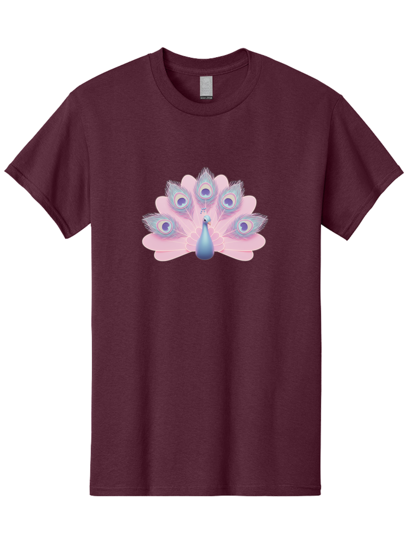 Peacock-3 Men'S Graphic Tee, 100% Cotton, Comfortable Casual Summer Wear, Machine Washable, Peacock Display, Vibrant Feathers, Blue And Pink Hues, Eye-Catching Pattern, Majestic Bird, Decorative Plumage, Colorful Illustration Bab092