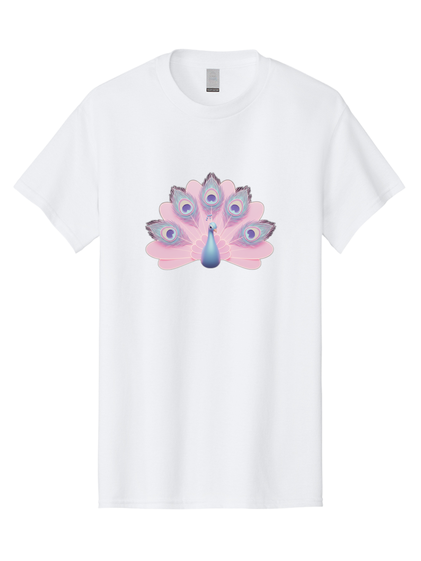 Peacock-3 Men'S Graphic Tee, 100% Cotton, Comfortable Casual Summer Wear, Machine Washable, Peacock Display, Vibrant Feathers, Blue And Pink Hues, Eye-Catching Pattern, Majestic Bird, Decorative Plumage, Colorful Illustration Bab092