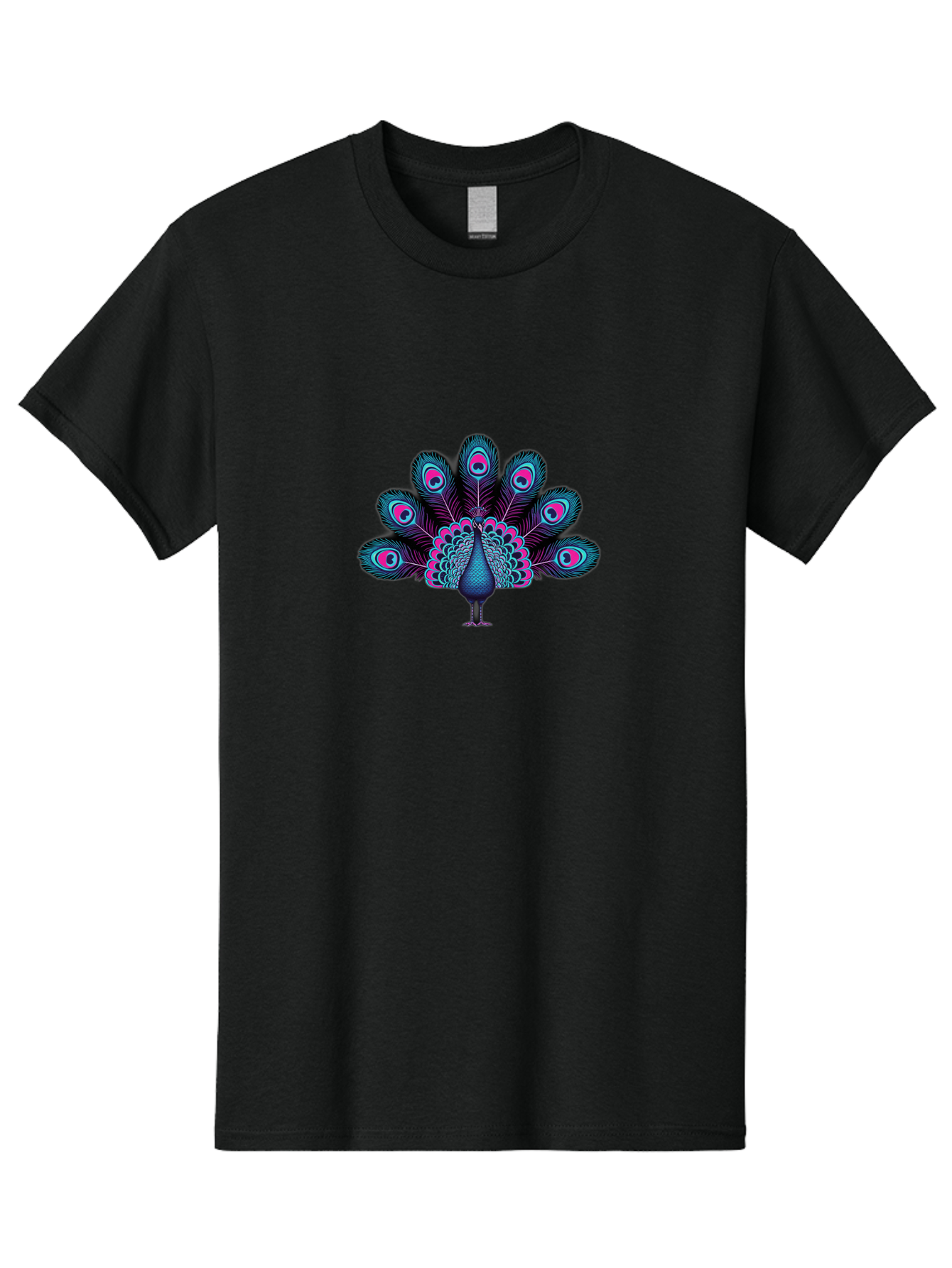 Peacock-30 Men'S Graphic Tee, 100% Cotton, Comfortable Casual Summer Wear, Machine Washable, Peacock Illustration, Colorful Plumage, Vibrant Feathers, Blue And Pink Hues, Eye-Catching Design, Bird Of Beauty, Ornate Tail, Artistic Render Bab093