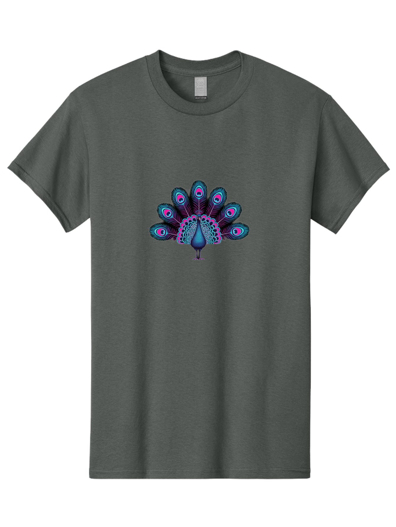Peacock-30 Men'S Graphic Tee, 100% Cotton, Comfortable Casual Summer Wear, Machine Washable, Peacock Illustration, Colorful Plumage, Vibrant Feathers, Blue And Pink Hues, Eye-Catching Design, Bird Of Beauty, Ornate Tail, Artistic Render Bab093