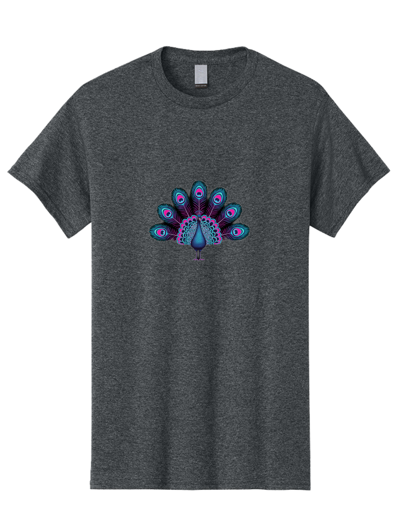Peacock-30 Men'S Graphic Tee, 100% Cotton, Comfortable Casual Summer Wear, Machine Washable, Peacock Illustration, Colorful Plumage, Vibrant Feathers, Blue And Pink Hues, Eye-Catching Design, Bird Of Beauty, Ornate Tail, Artistic Render Bab093