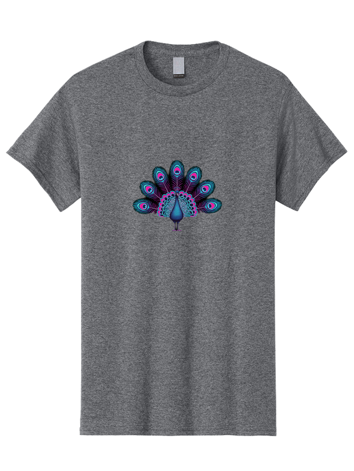 Peacock-30 Men'S Graphic Tee, 100% Cotton, Comfortable Casual Summer Wear, Machine Washable, Peacock Illustration, Colorful Plumage, Vibrant Feathers, Blue And Pink Hues, Eye-Catching Design, Bird Of Beauty, Ornate Tail, Artistic Render Bab093