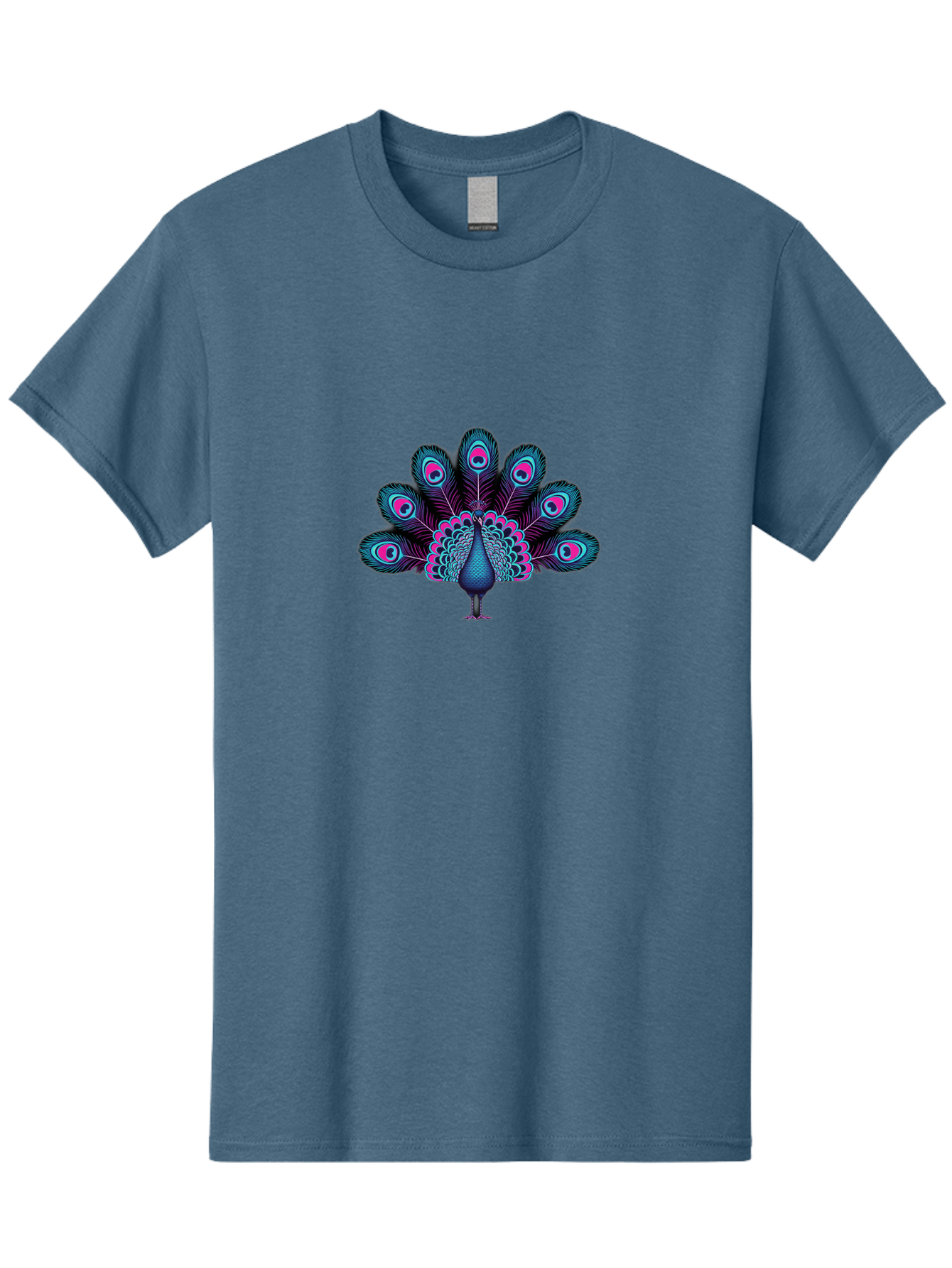 Peacock-30 Men'S Graphic Tee, 100% Cotton, Comfortable Casual Summer Wear, Machine Washable, Peacock Illustration, Colorful Plumage, Vibrant Feathers, Blue And Pink Hues, Eye-Catching Design, Bird Of Beauty, Ornate Tail, Artistic Render Bab093