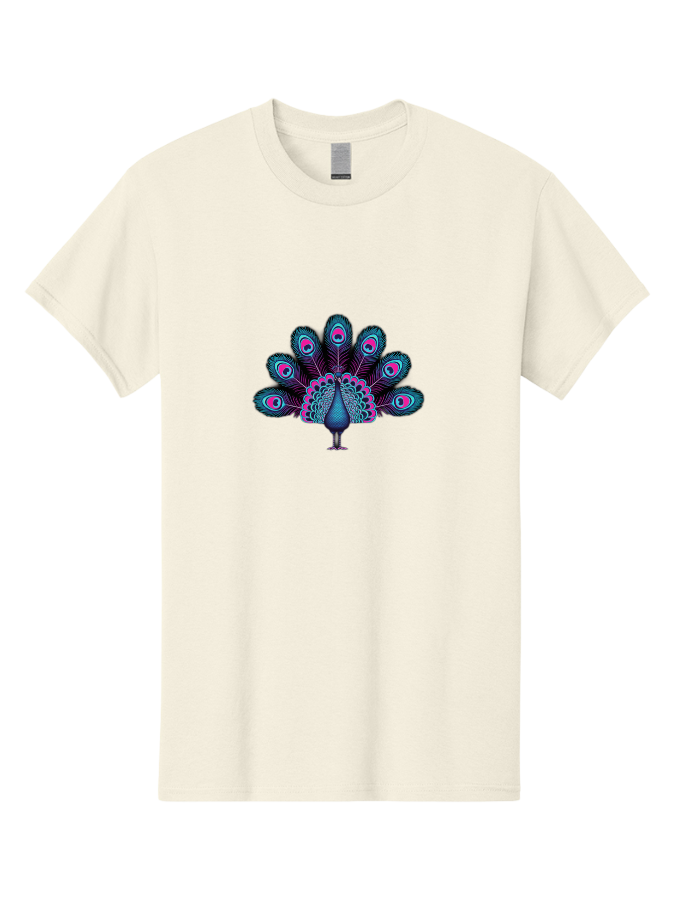 Peacock-30 Men'S Graphic Tee, 100% Cotton, Comfortable Casual Summer Wear, Machine Washable, Peacock Illustration, Colorful Plumage, Vibrant Feathers, Blue And Pink Hues, Eye-Catching Design, Bird Of Beauty, Ornate Tail, Artistic Render Bab093