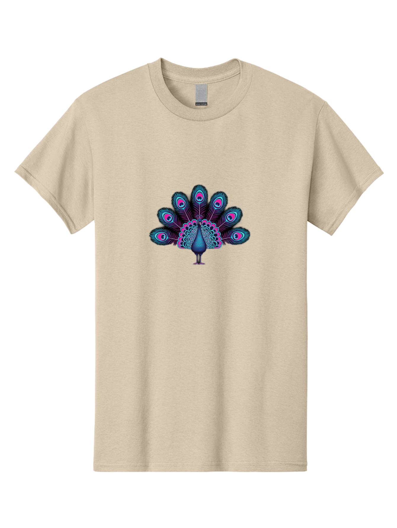 Peacock-30 Men'S Graphic Tee, 100% Cotton, Comfortable Casual Summer Wear, Machine Washable, Peacock Illustration, Colorful Plumage, Vibrant Feathers, Blue And Pink Hues, Eye-Catching Design, Bird Of Beauty, Ornate Tail, Artistic Render Bab093