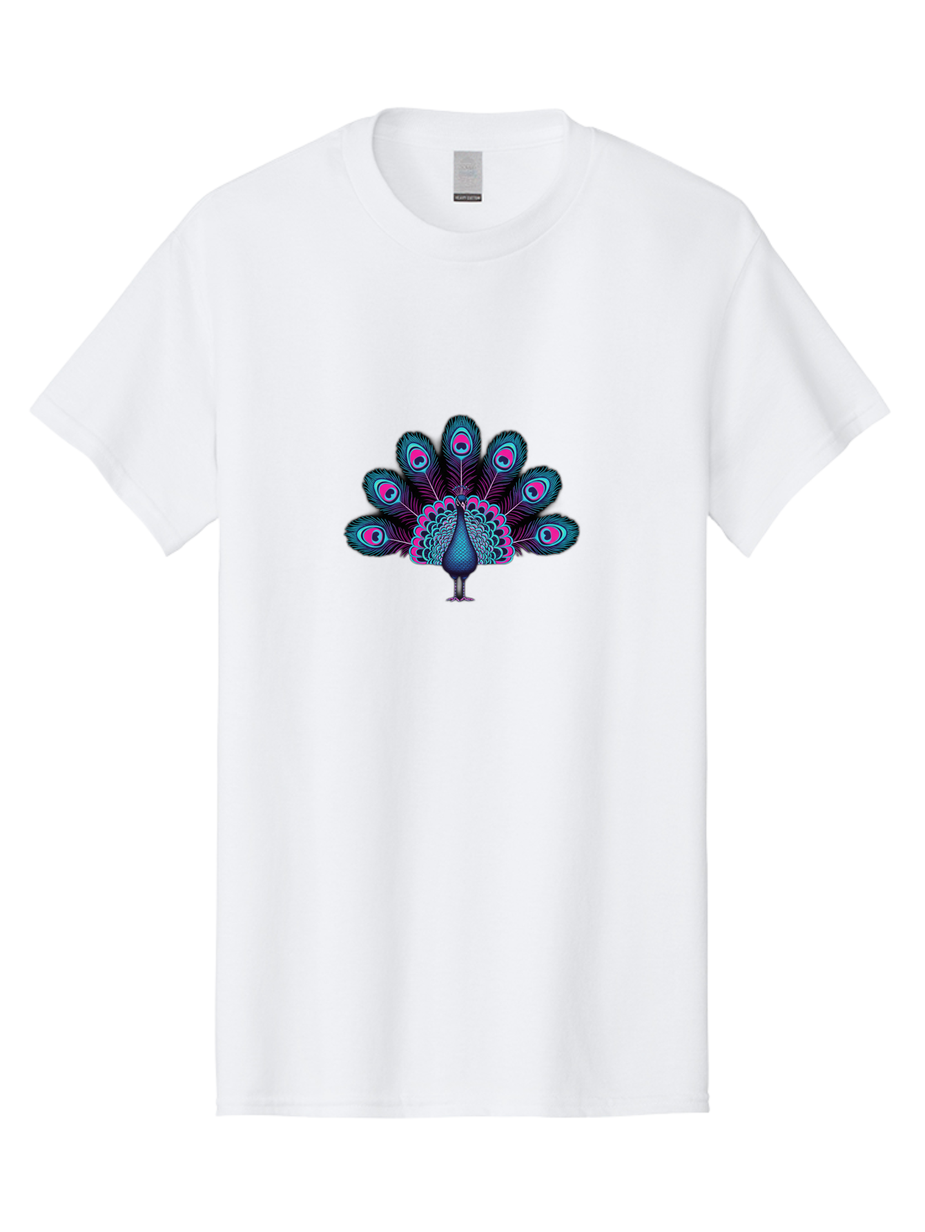 Peacock-30 Men'S Graphic Tee, 100% Cotton, Comfortable Casual Summer Wear, Machine Washable, Peacock Illustration, Colorful Plumage, Vibrant Feathers, Blue And Pink Hues, Eye-Catching Design, Bird Of Beauty, Ornate Tail, Artistic Render Bab093