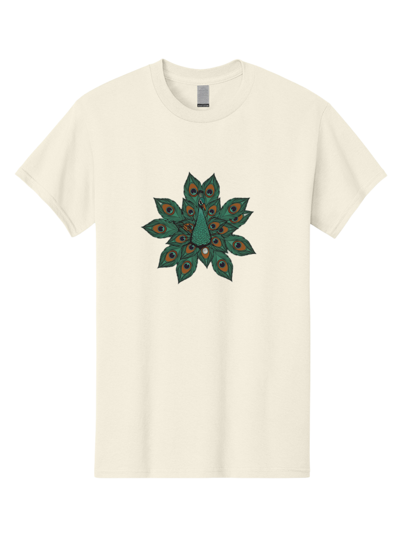 Peacock-31 Men'S Graphic Tee, 100% Cotton, Comfortable Casual Summer Wear, Machine Washable, Peacock Feather, Symmetrical Pattern, Vibrant Colors, Natural Beauty, Exotic Bird, Intricate Design, Circular Shape, Orange And Blue Hues, Bab094