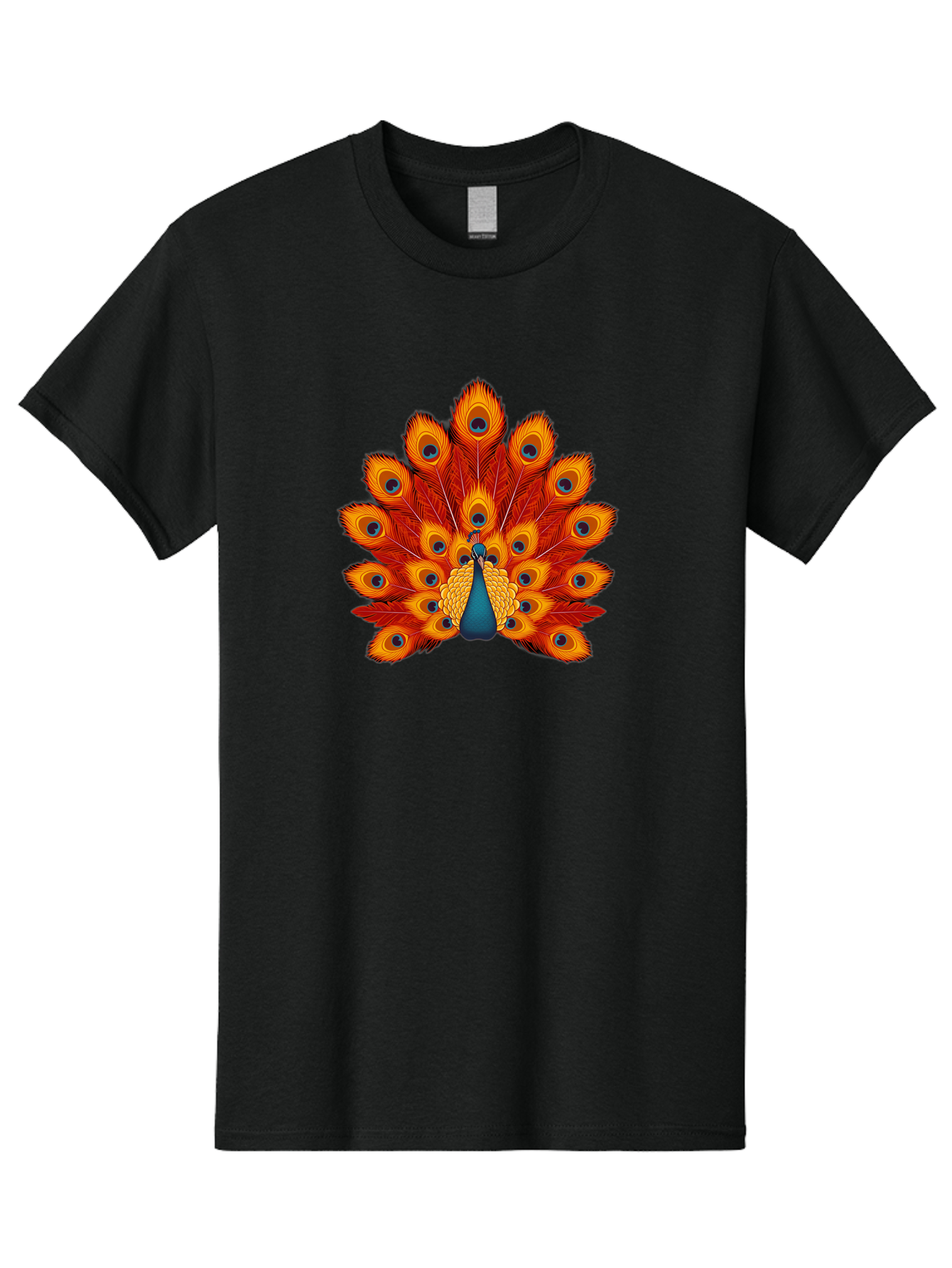 Peacock-32 Men'S Graphic Tee, 100% Cotton, Comfortable Casual Summer Wear, Machine Washable, Peacock Feathers, Vibrant Colors, Iridescent Blues, Orange And Yellow Hues, Eye-Catching Pattern, Exotic Bird, Majestic Plumage, Eye Spots, Bab095