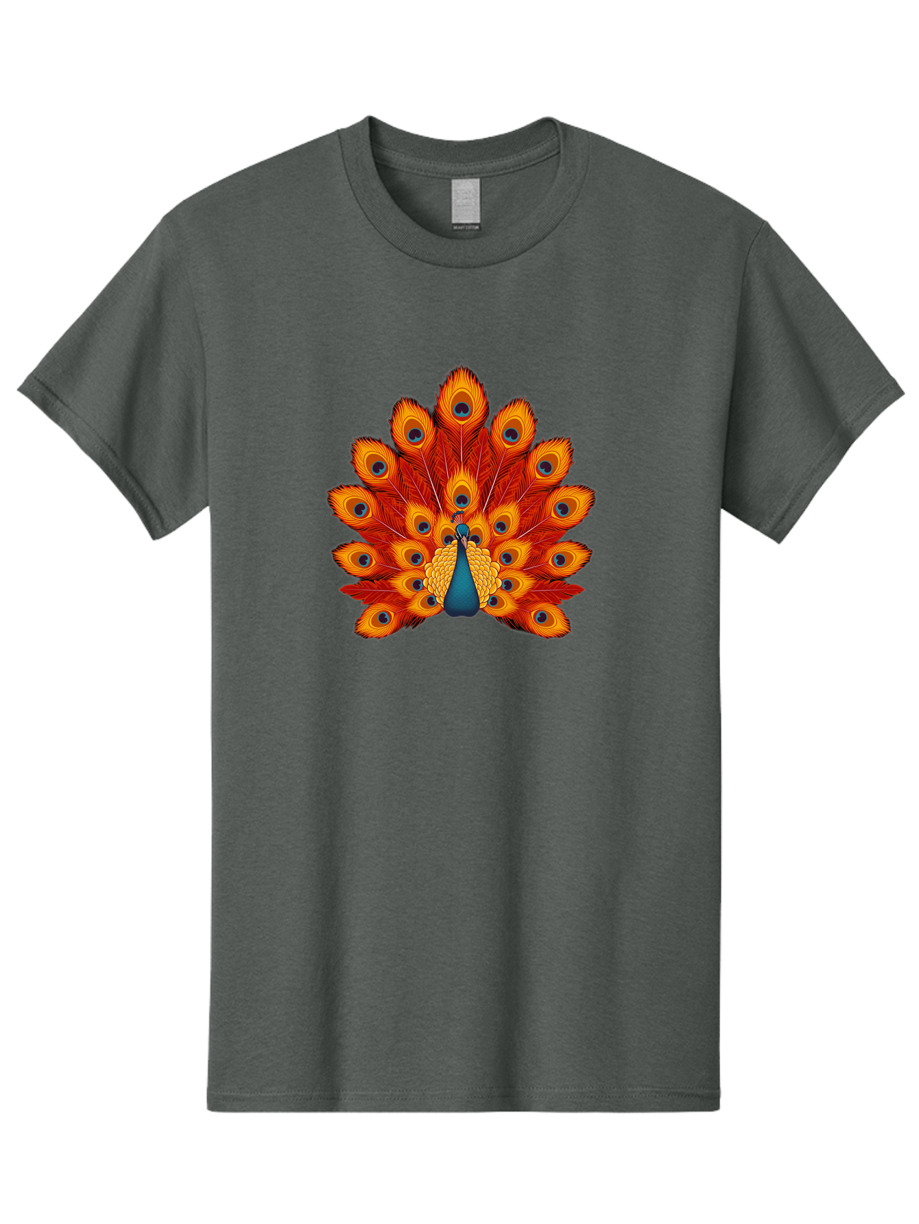 Peacock-32 Men'S Graphic Tee, 100% Cotton, Comfortable Casual Summer Wear, Machine Washable, Peacock Feathers, Vibrant Colors, Iridescent Blues, Orange And Yellow Hues, Eye-Catching Pattern, Exotic Bird, Majestic Plumage, Eye Spots, Bab095