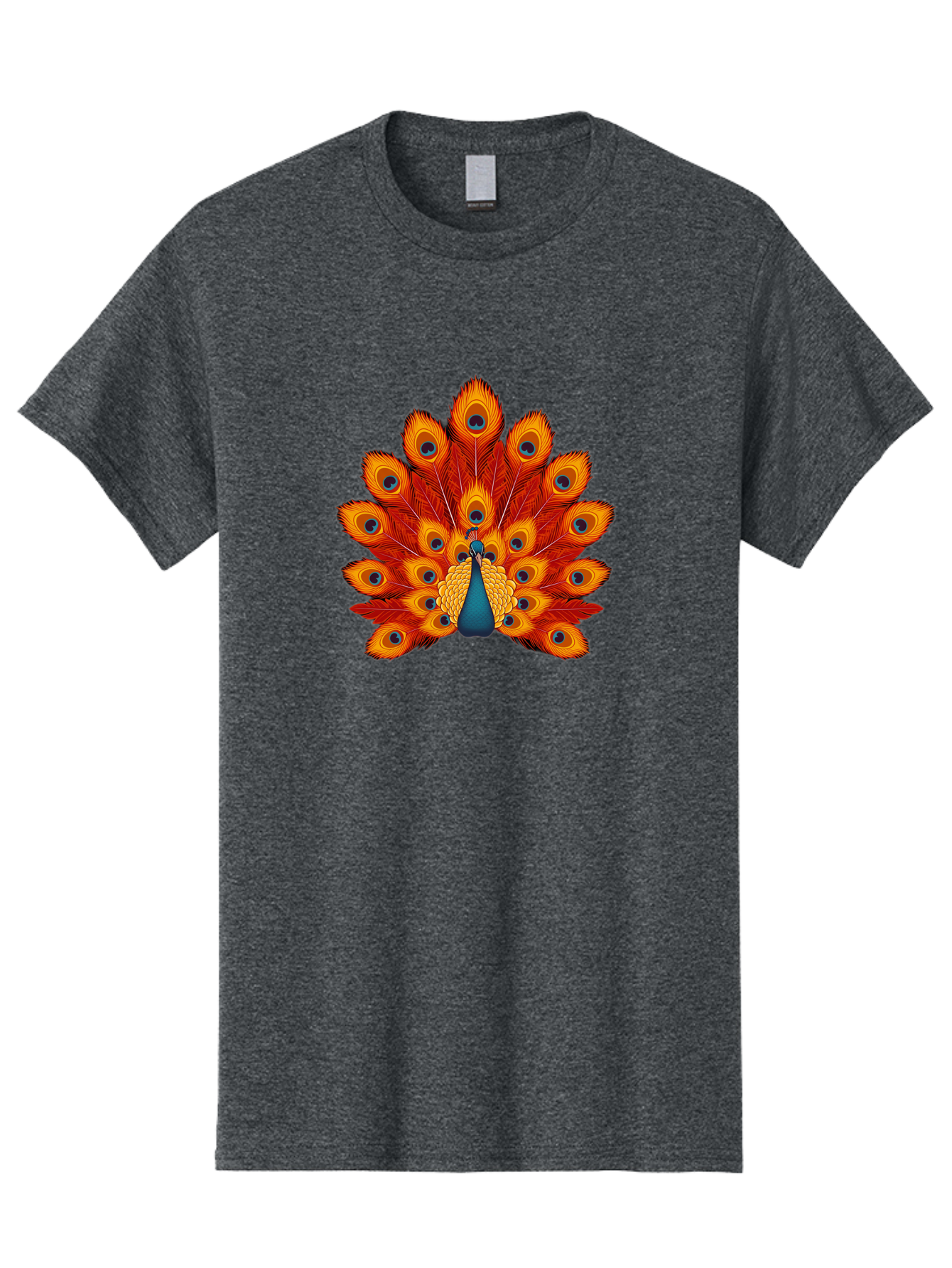 Peacock-32 Men'S Graphic Tee, 100% Cotton, Comfortable Casual Summer Wear, Machine Washable, Peacock Feathers, Vibrant Colors, Iridescent Blues, Orange And Yellow Hues, Eye-Catching Pattern, Exotic Bird, Majestic Plumage, Eye Spots, Bab095