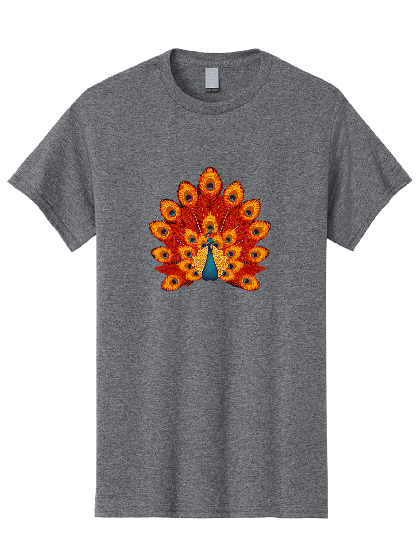Peacock-32 Men'S Graphic Tee, 100% Cotton, Comfortable Casual Summer Wear, Machine Washable, Peacock Feathers, Vibrant Colors, Iridescent Blues, Orange And Yellow Hues, Eye-Catching Pattern, Exotic Bird, Majestic Plumage, Eye Spots, Bab095