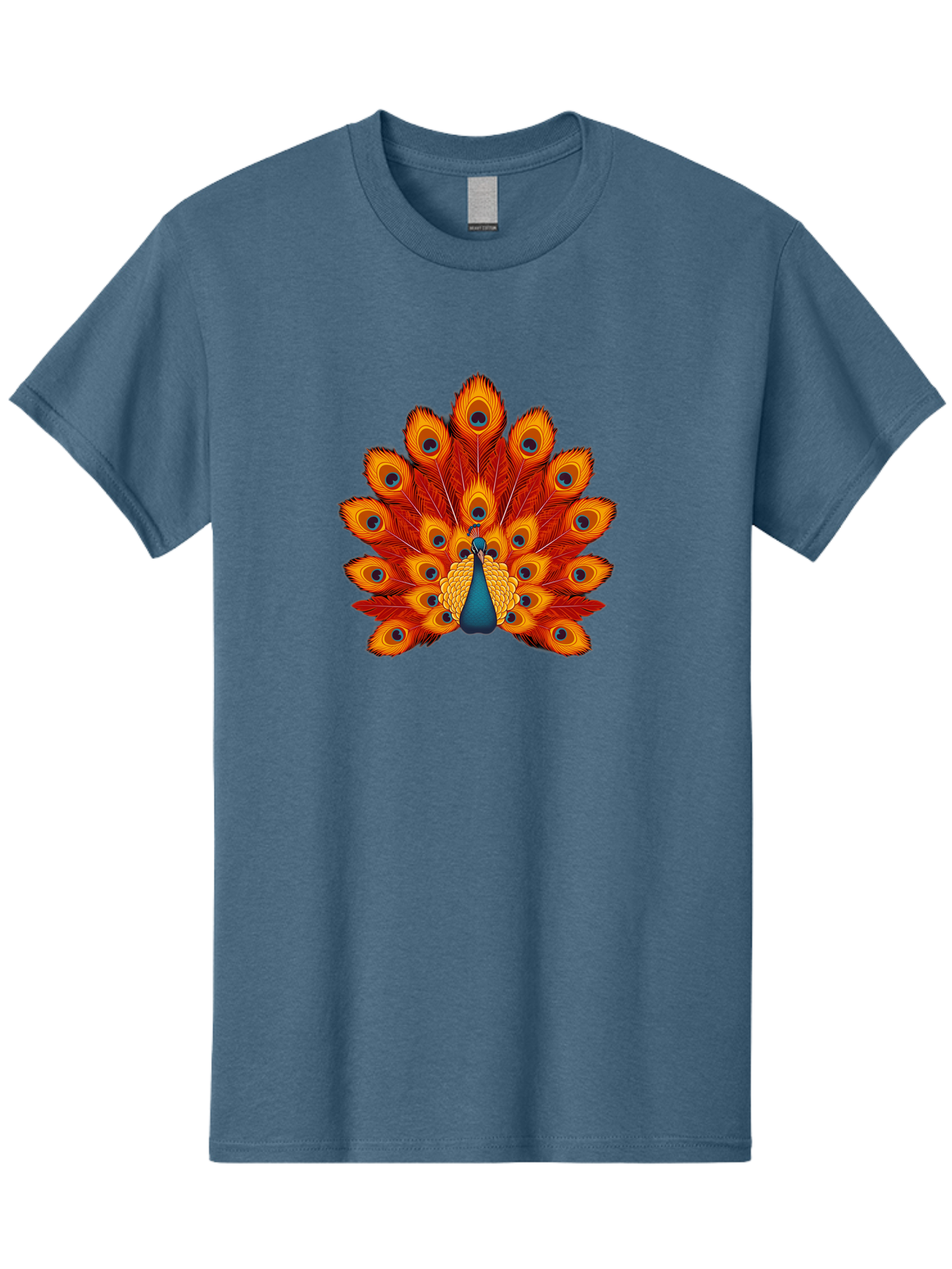 Peacock-32 Men'S Graphic Tee, 100% Cotton, Comfortable Casual Summer Wear, Machine Washable, Peacock Feathers, Vibrant Colors, Iridescent Blues, Orange And Yellow Hues, Eye-Catching Pattern, Exotic Bird, Majestic Plumage, Eye Spots, Bab095