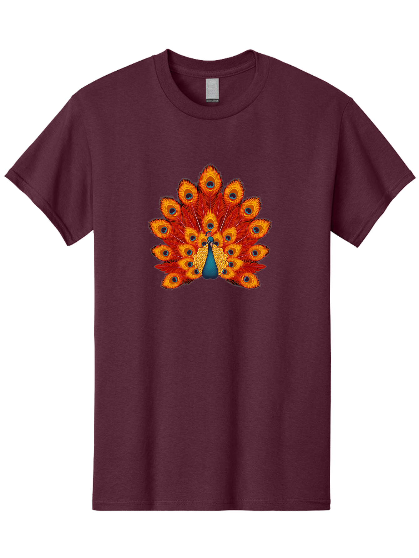 Peacock-32 Men'S Graphic Tee, 100% Cotton, Comfortable Casual Summer Wear, Machine Washable, Peacock Feathers, Vibrant Colors, Iridescent Blues, Orange And Yellow Hues, Eye-Catching Pattern, Exotic Bird, Majestic Plumage, Eye Spots, Bab095